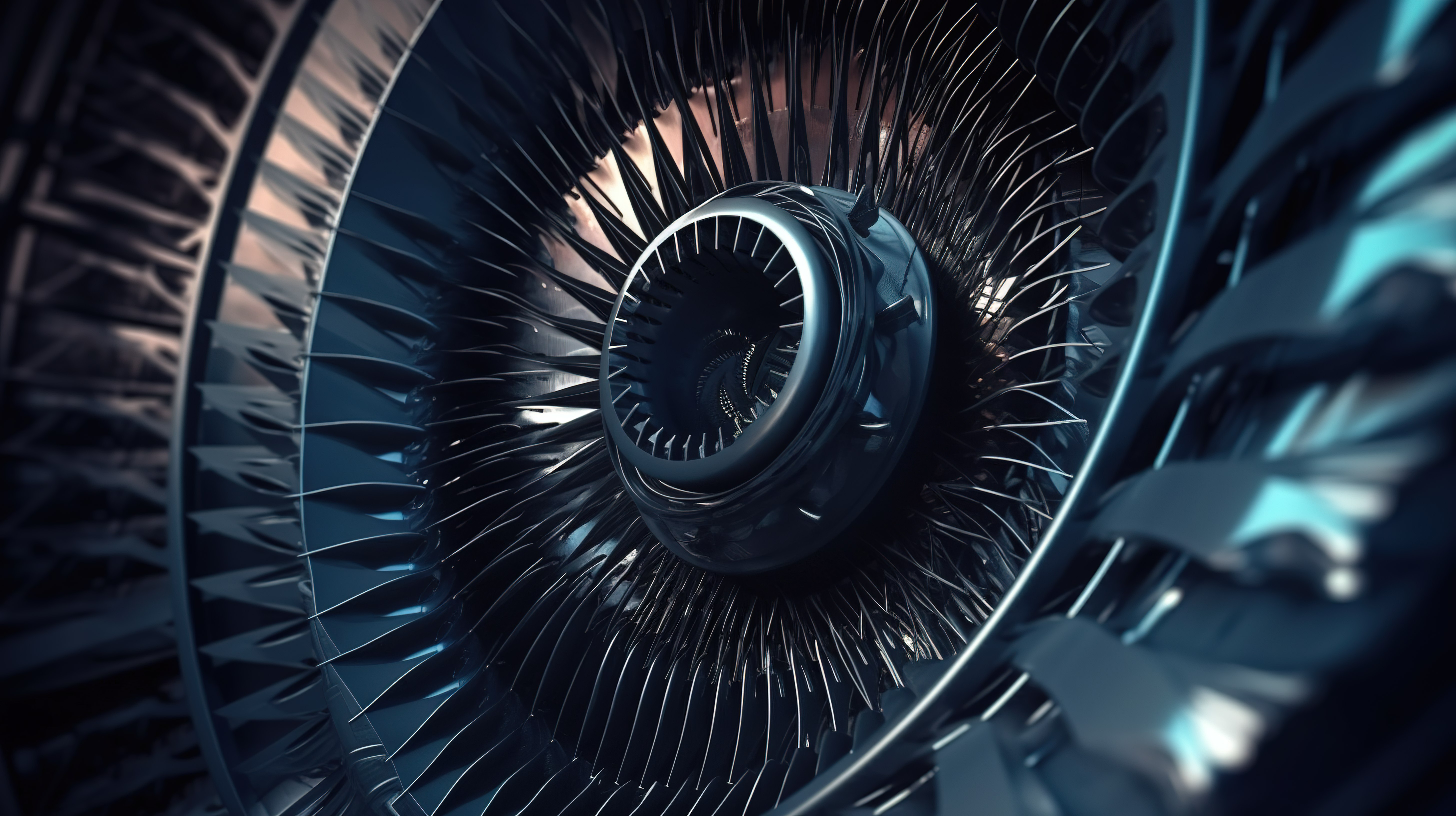 超现实的 3d 背景与抽象艺术呈现的部分涡轮飞机发动机图片