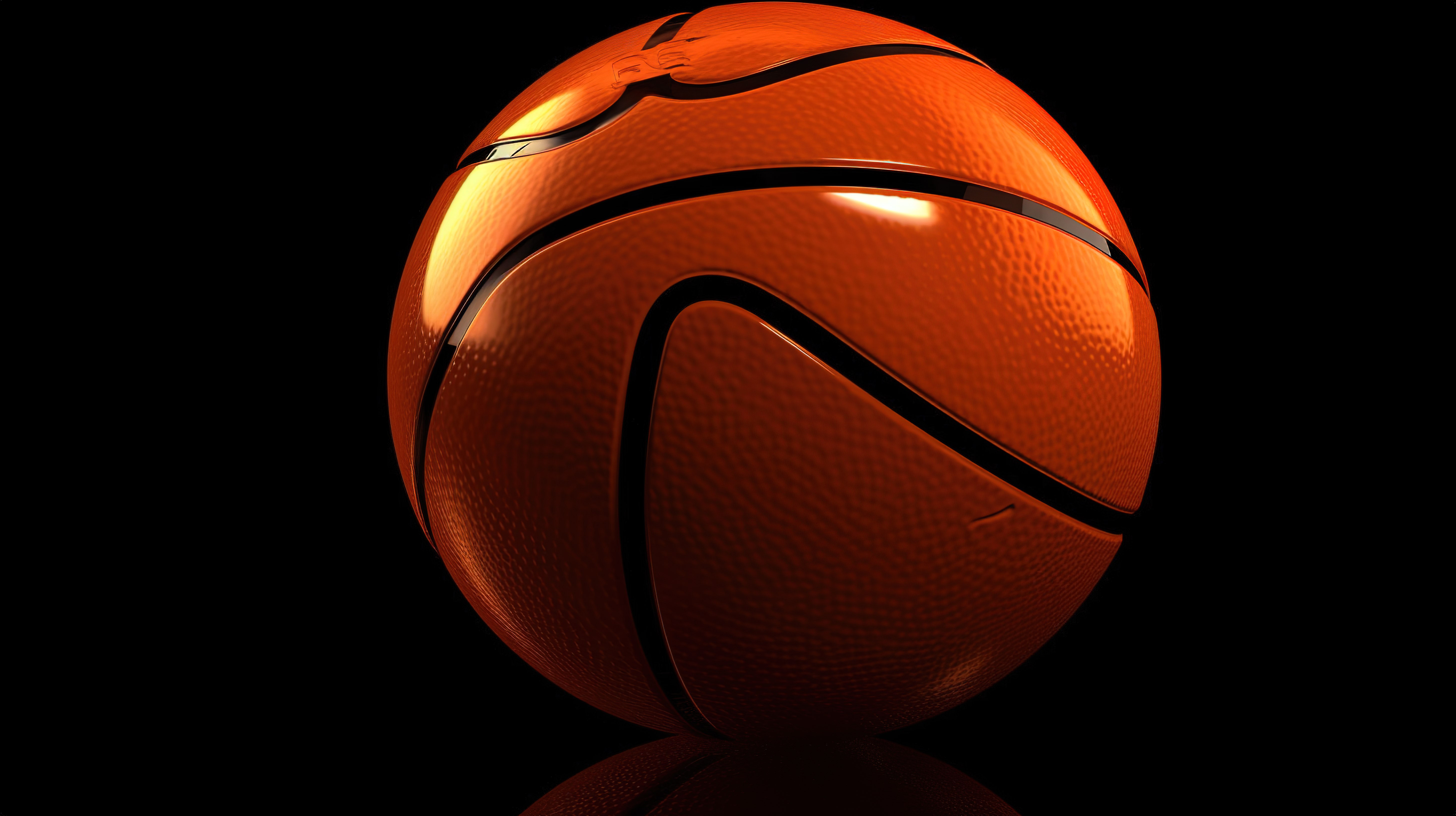 3d 渲染空间中的孤立橙色篮球，用于左侧的标题图片