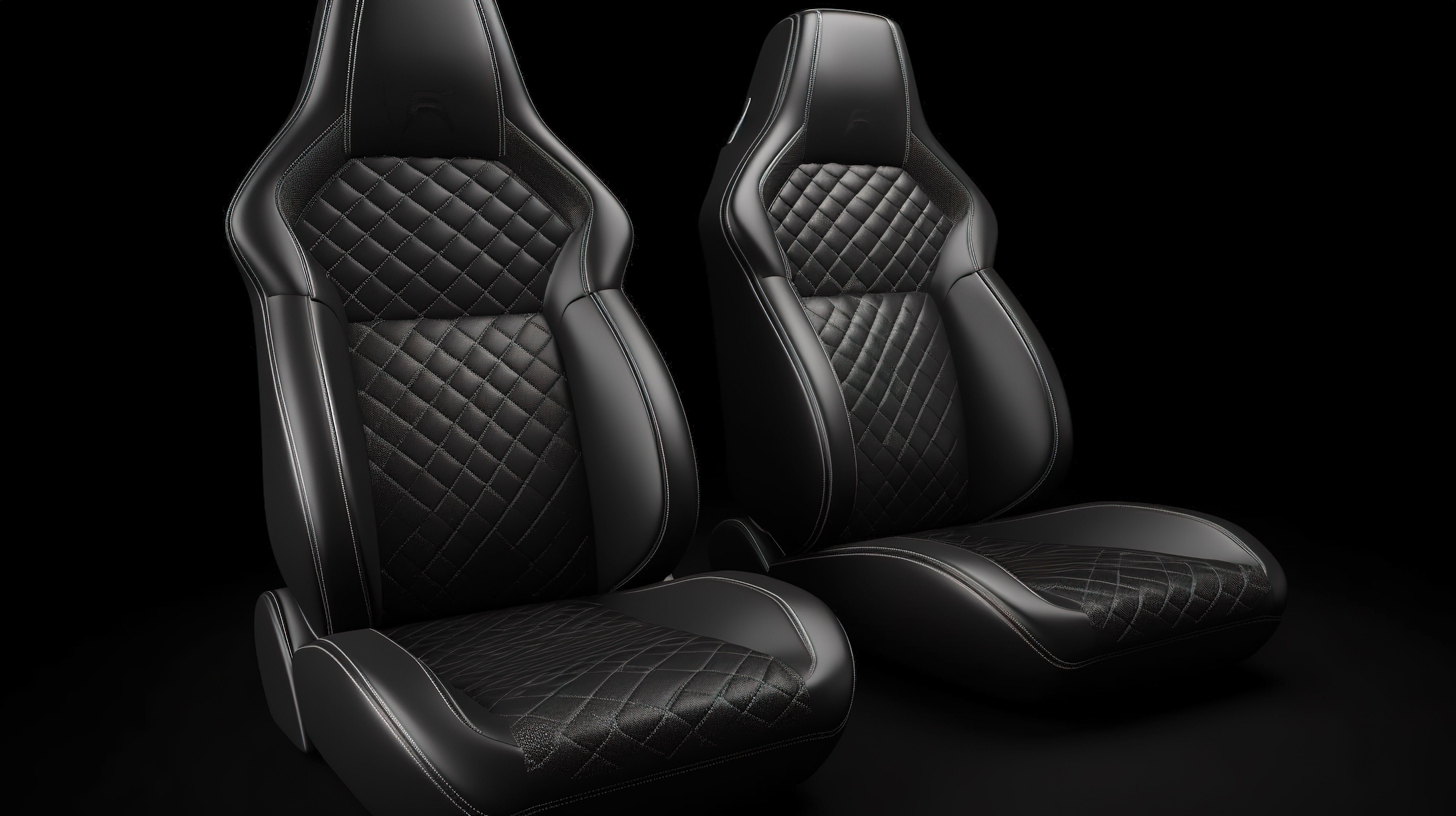 3D 渲染中的孤立白色背景黑色皮革汽车座椅图片