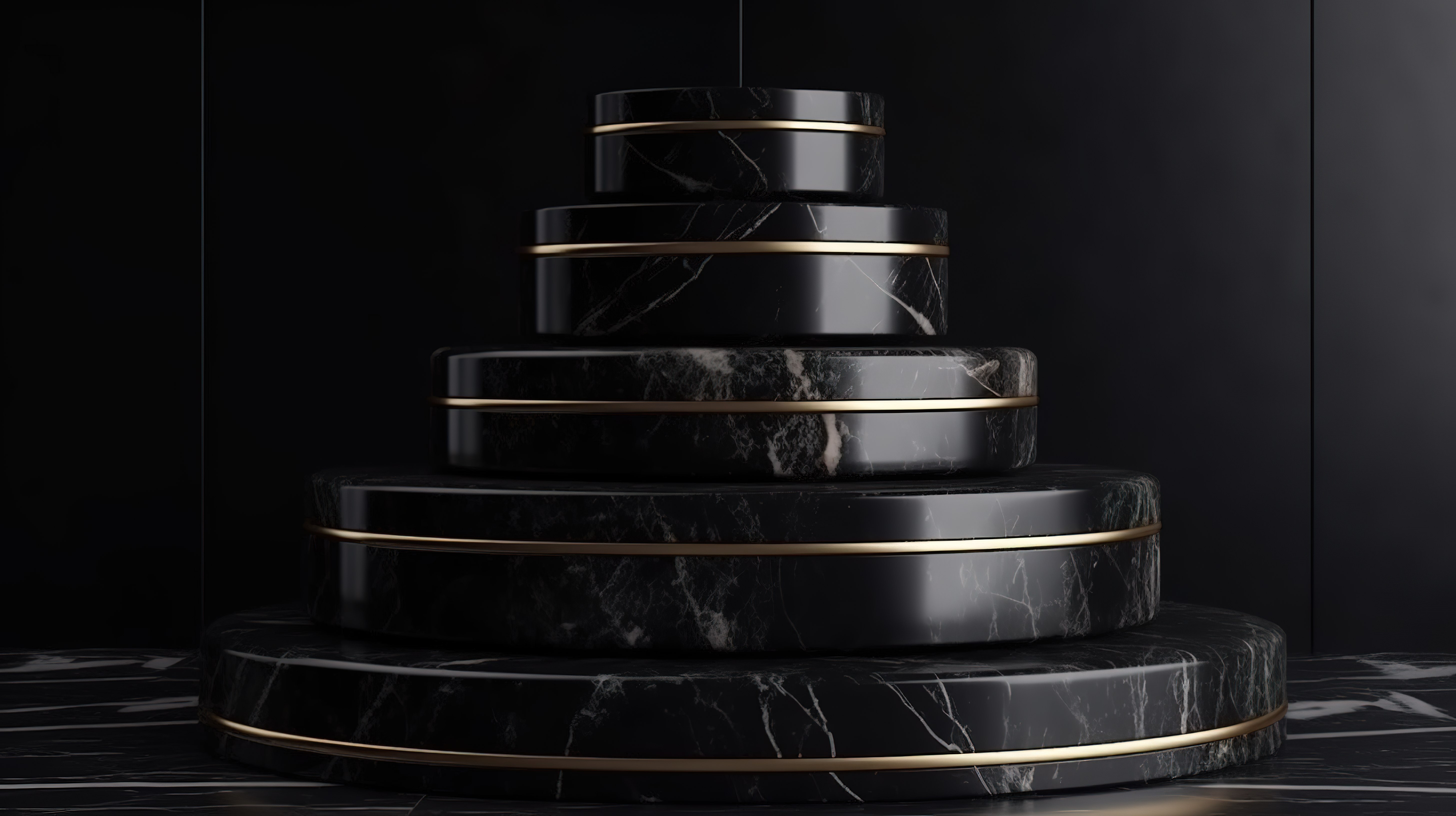 简约奢华的金环三缸和白色背景上的黑色大理石基座台阶图片