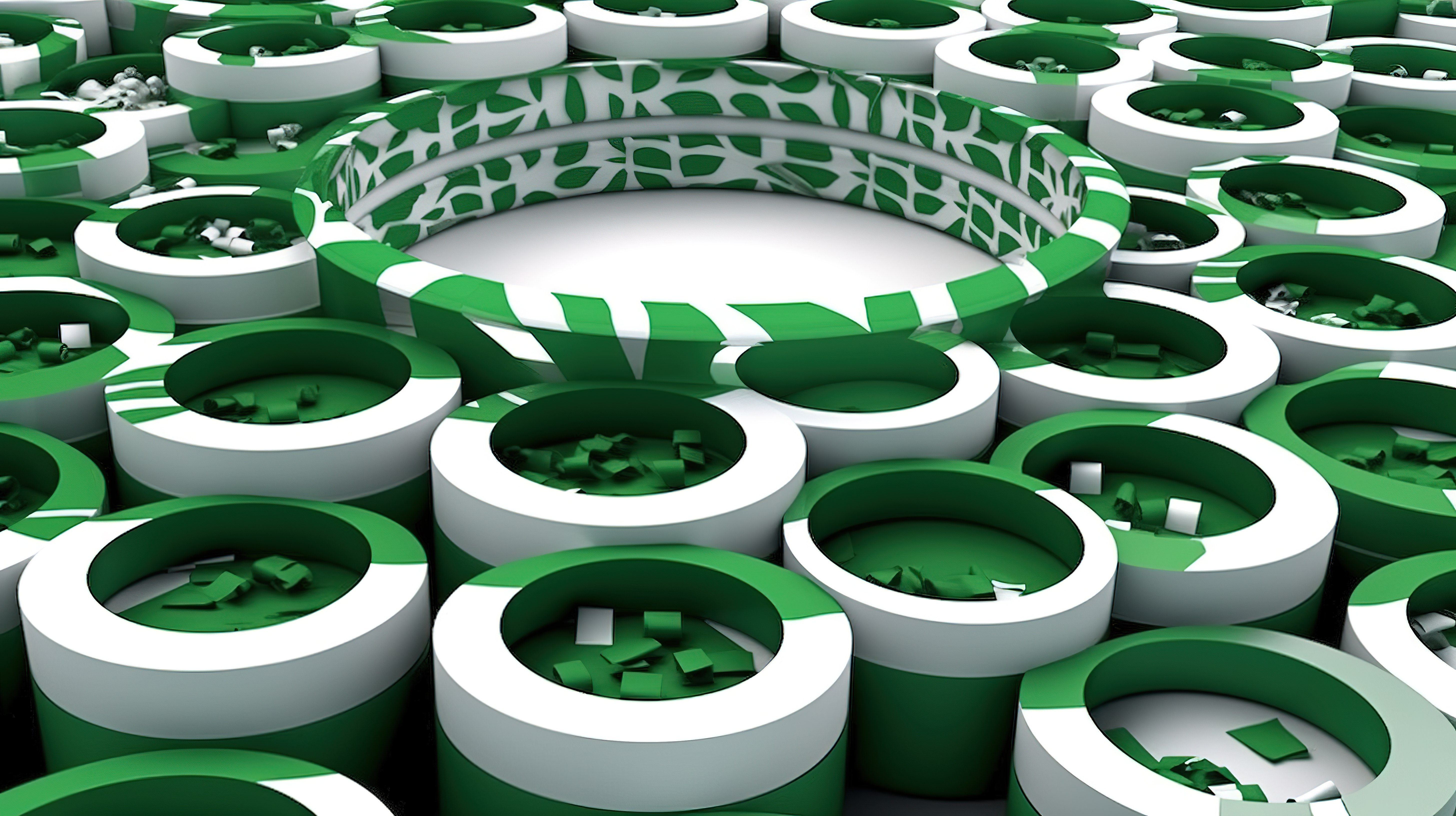 3d 渲染中的绿色和白色礼盒圈图片