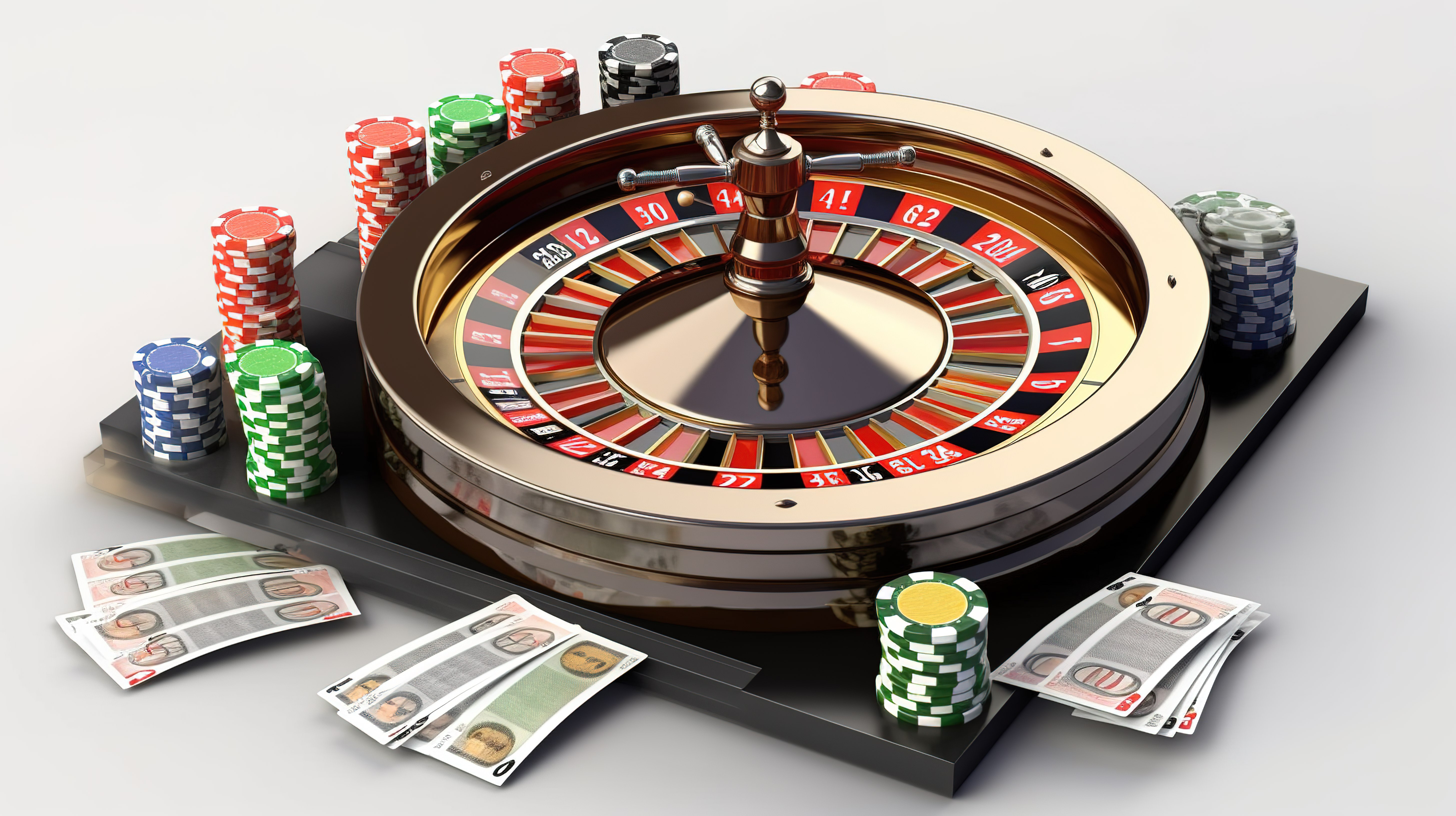 想象一张解锁的信用卡，上面有钱和轮盘赌，是对在线赌场的完美描述带有剪切路径图片