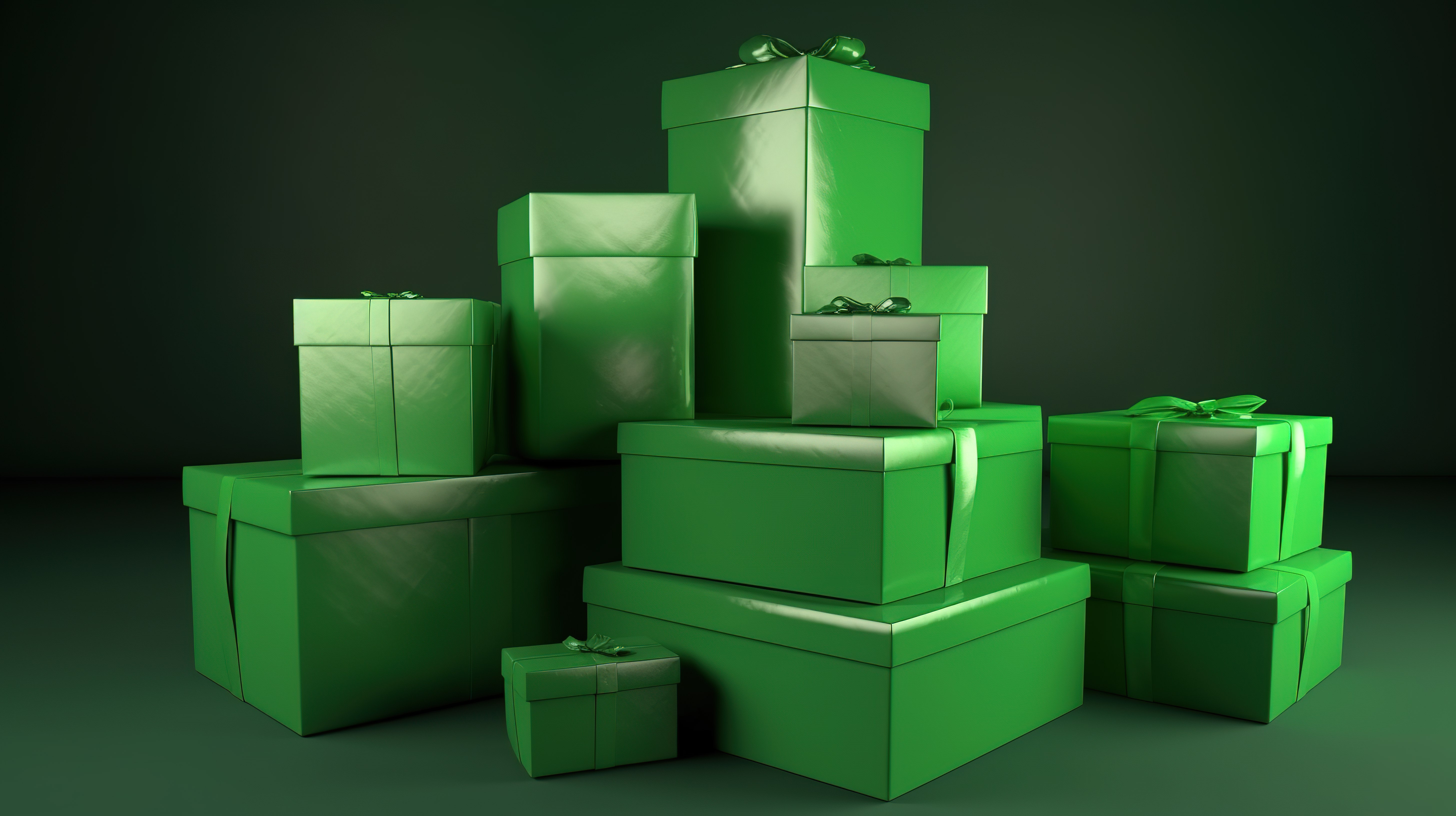 3d 渲染中描绘的各种绿色包装图片