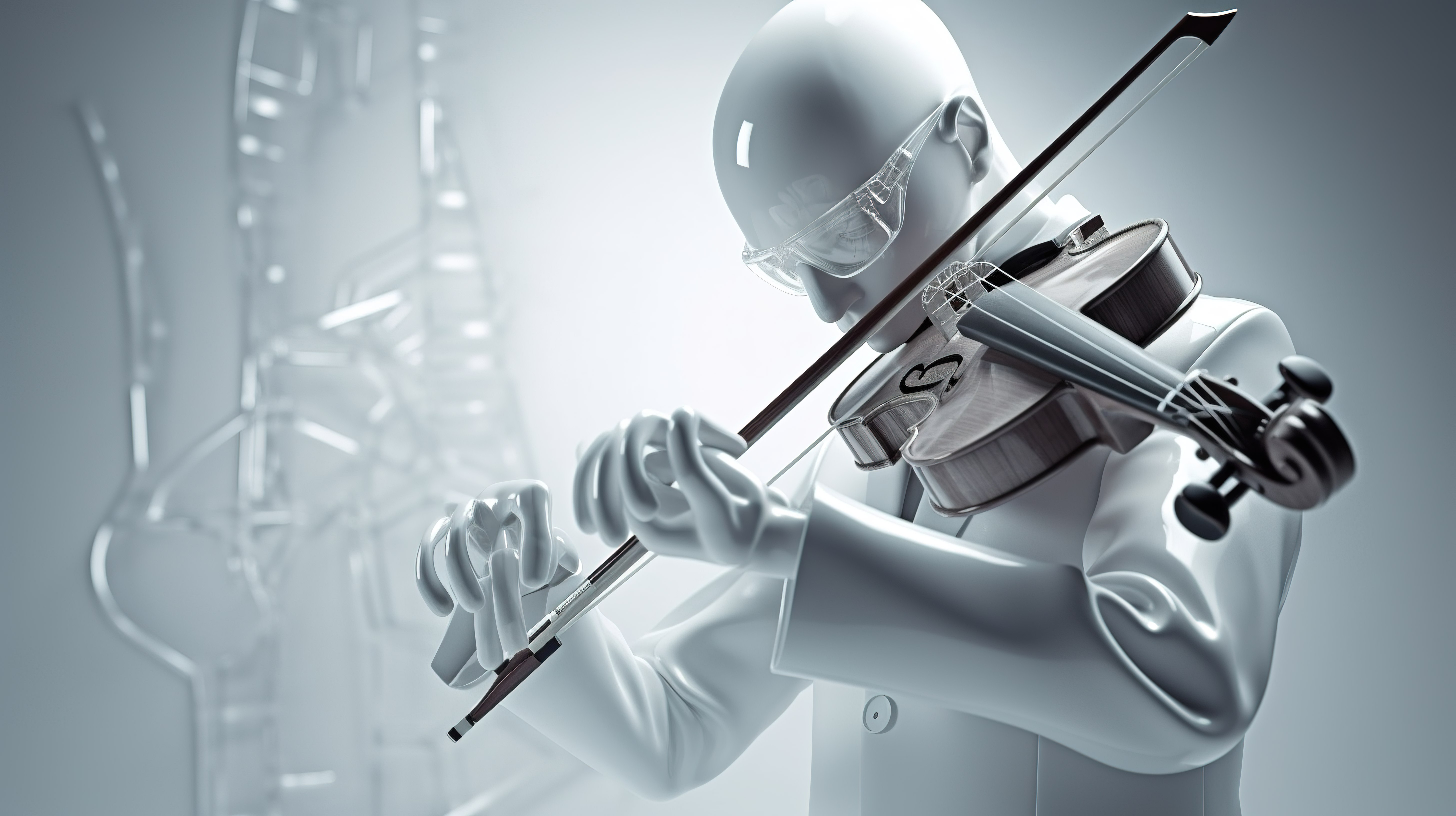 医生用小提琴演奏的 3d 渲染图图片