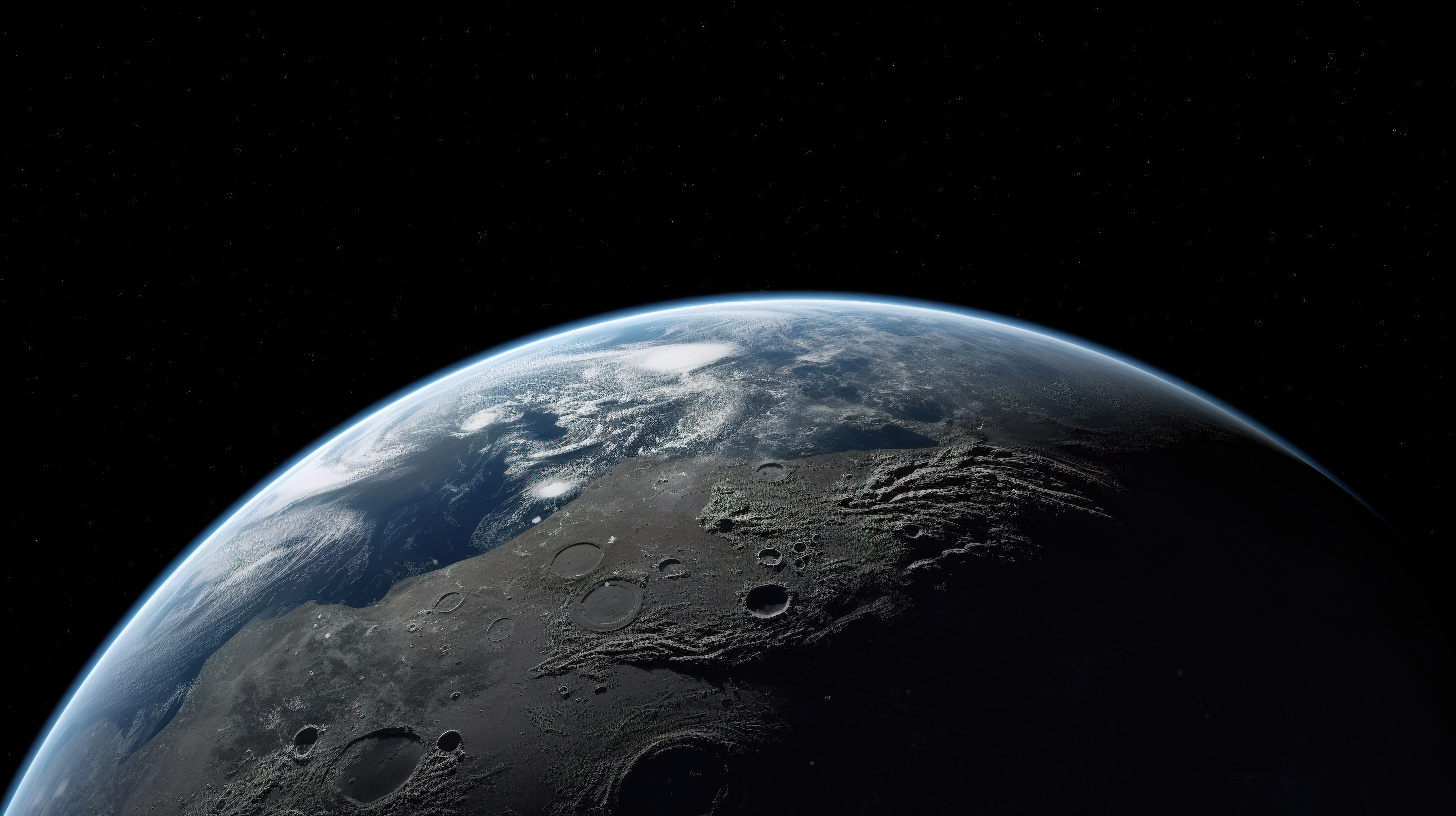 NASA 提供了从月球表面看地球的 3D 插图图片