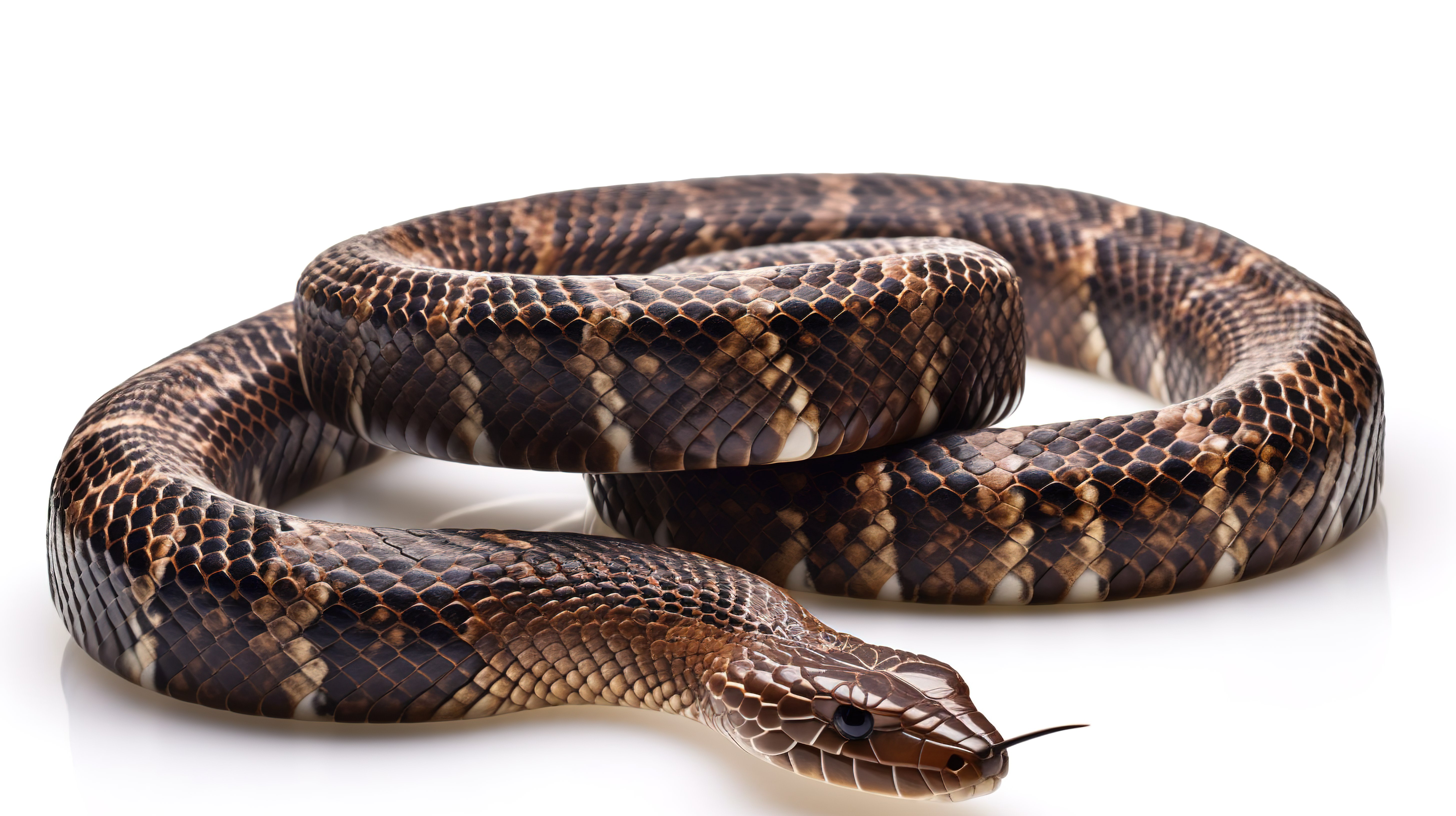 3d 眼镜王蛇中最长的毒蛇单独站立在白色背景上图片