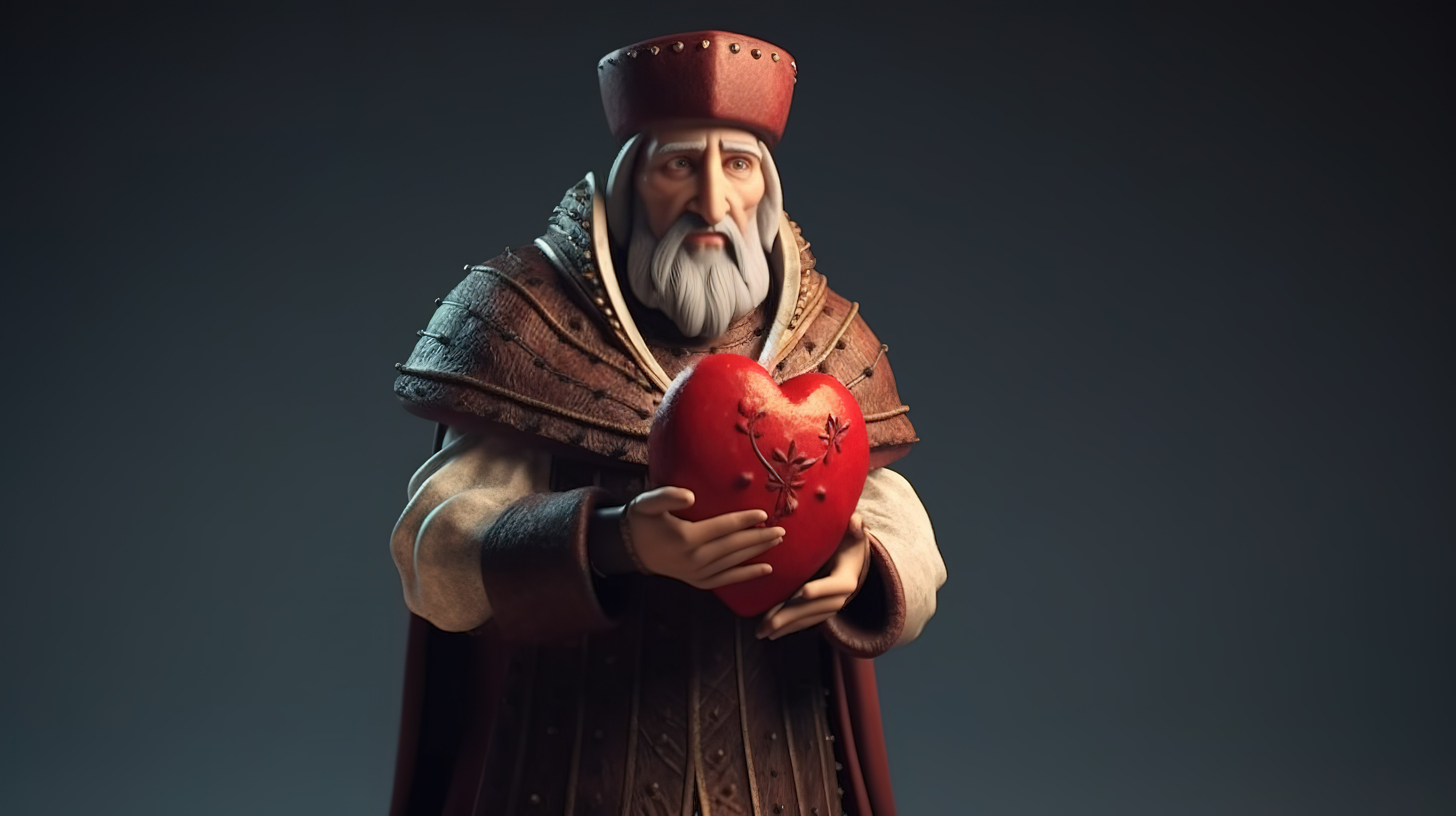 中世纪历史人物 3D 造型，重点是心形图片