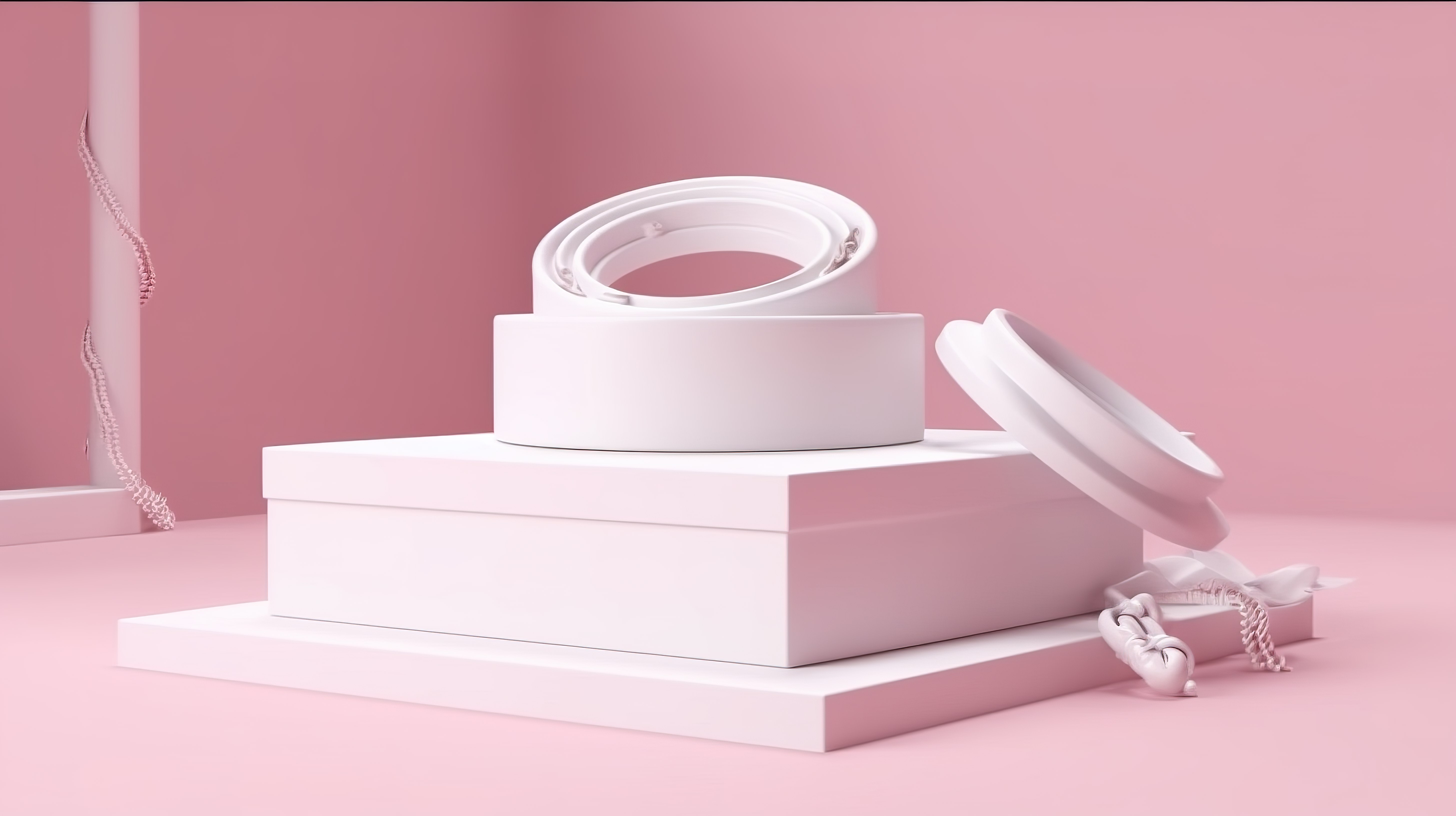 粉色革命白色礼盒在 3D 转盘上旋转图片