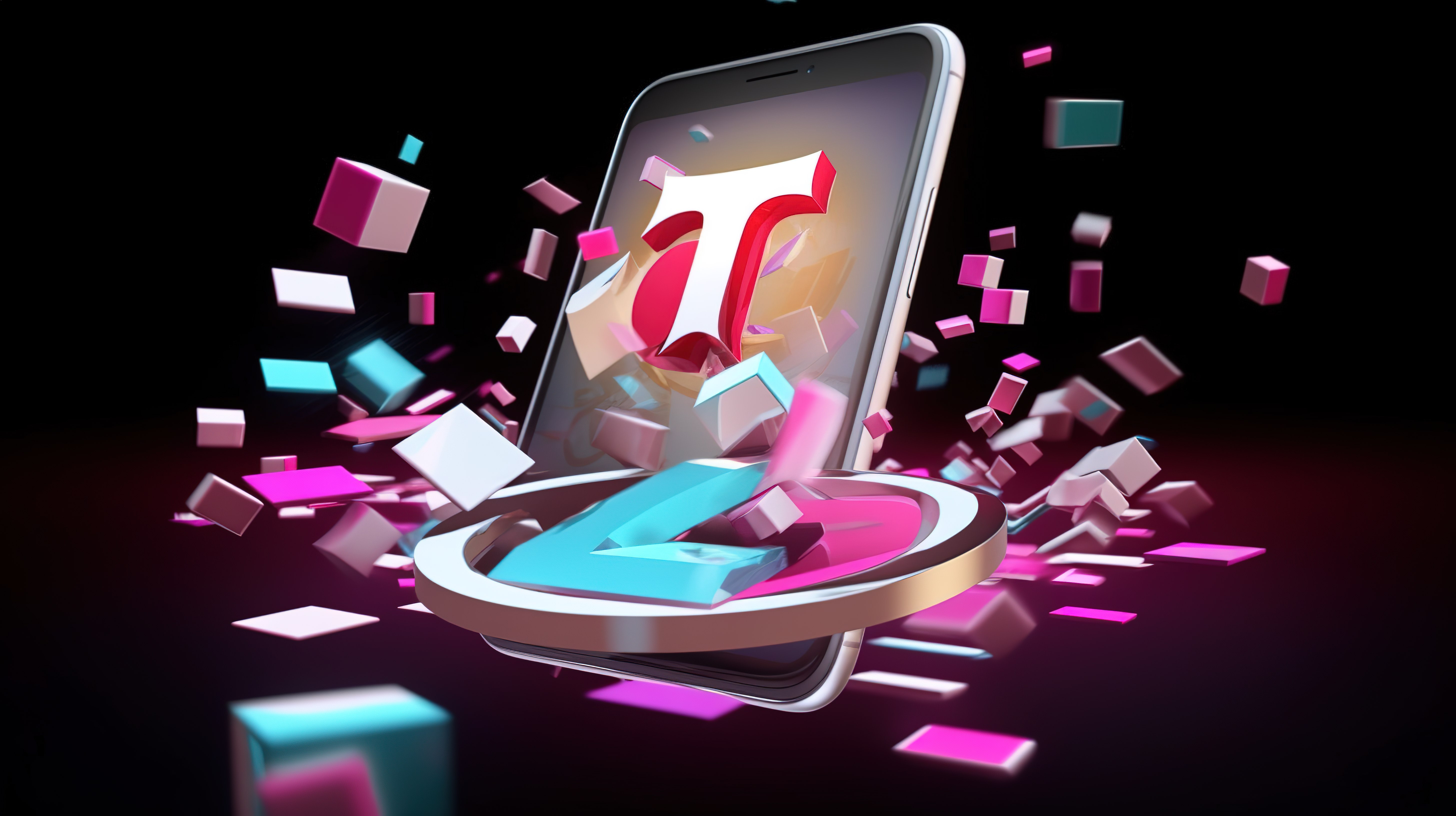 tiktok 的 3d 应用程序图标徽标图片