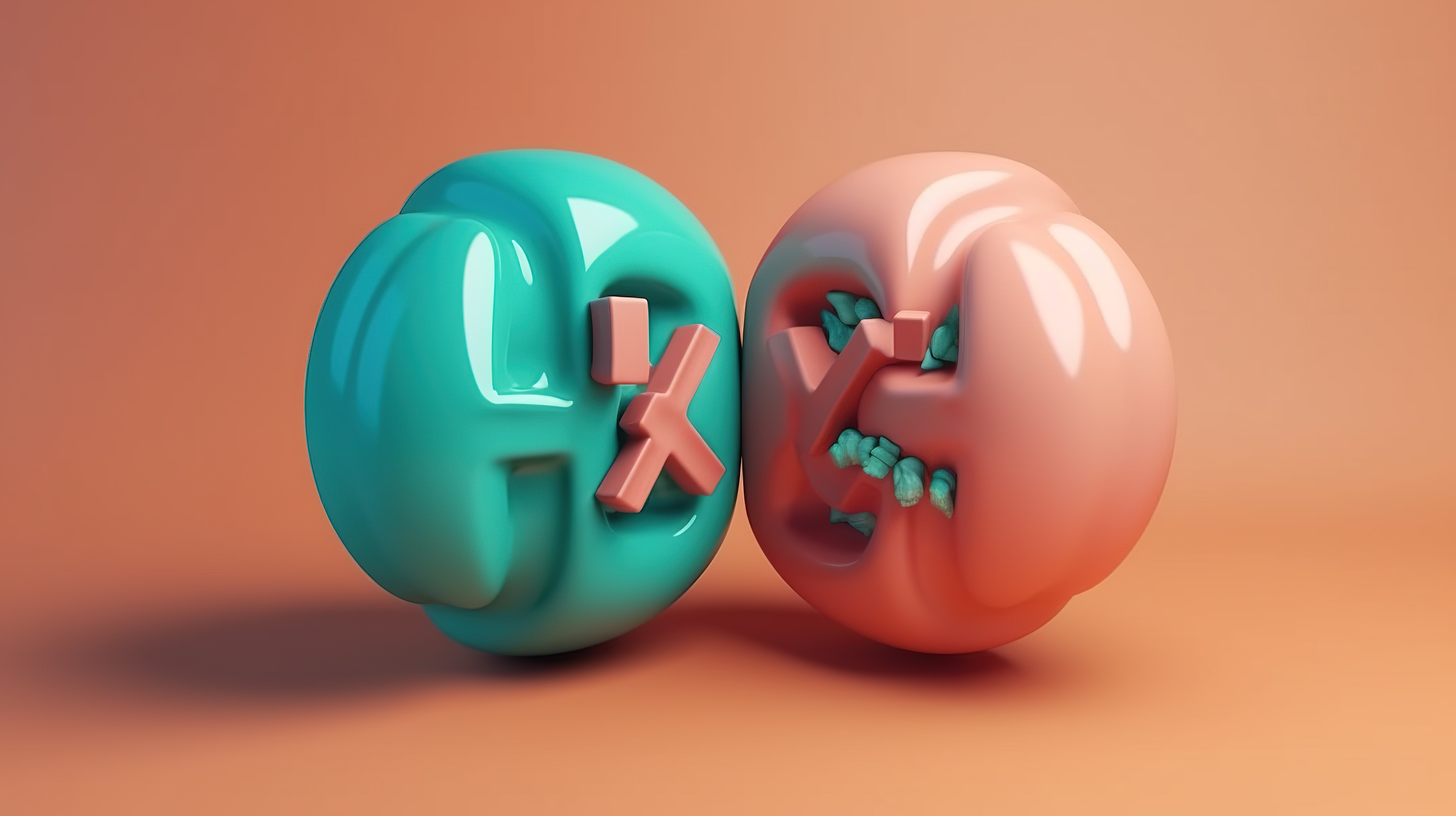 金属气球字体 3D 插图，具有以 3D 渲染的加号和减号符号图片