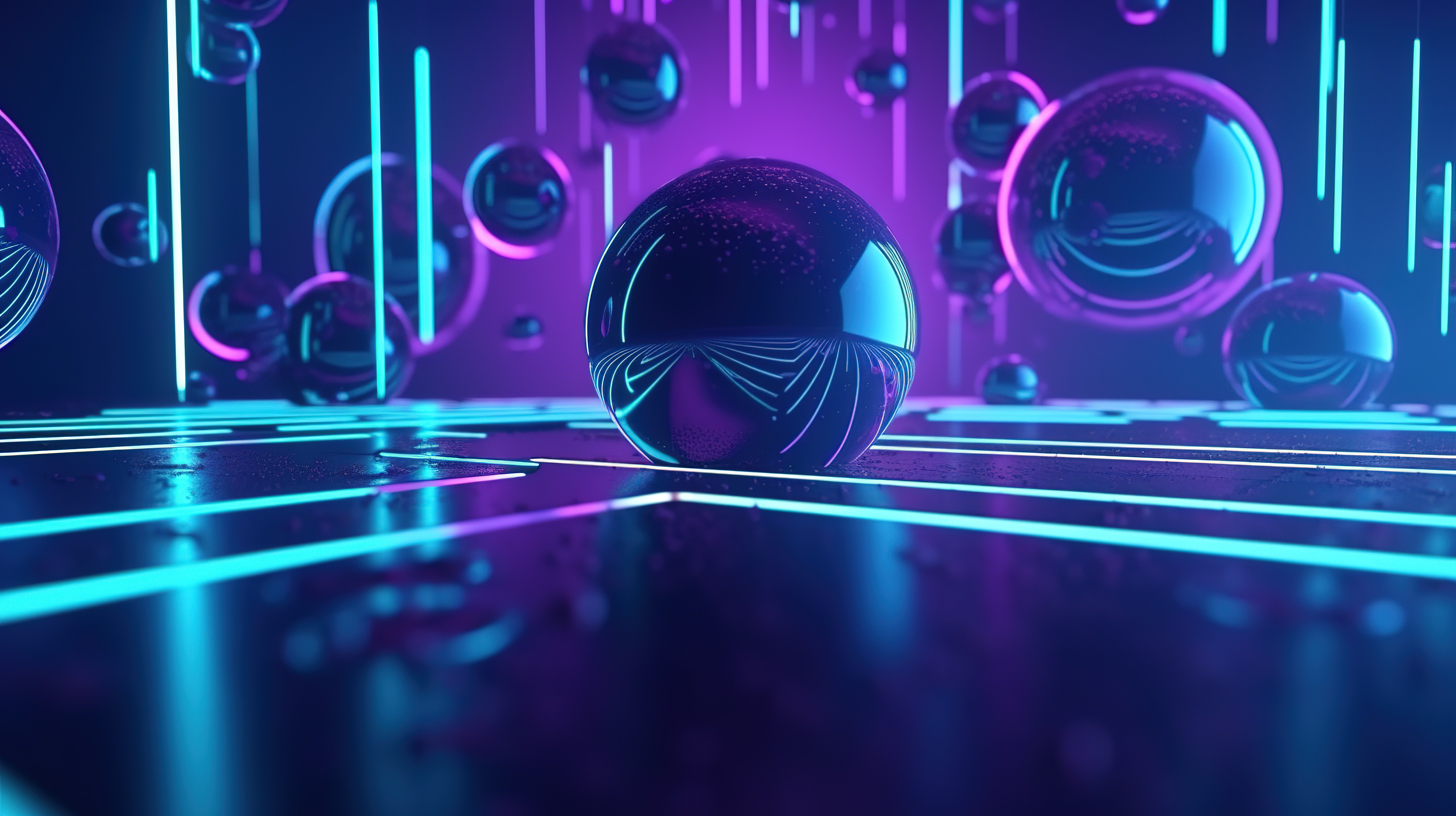 紫色和蓝色 3d 渲染中的极简赛博朋克概念设计图片