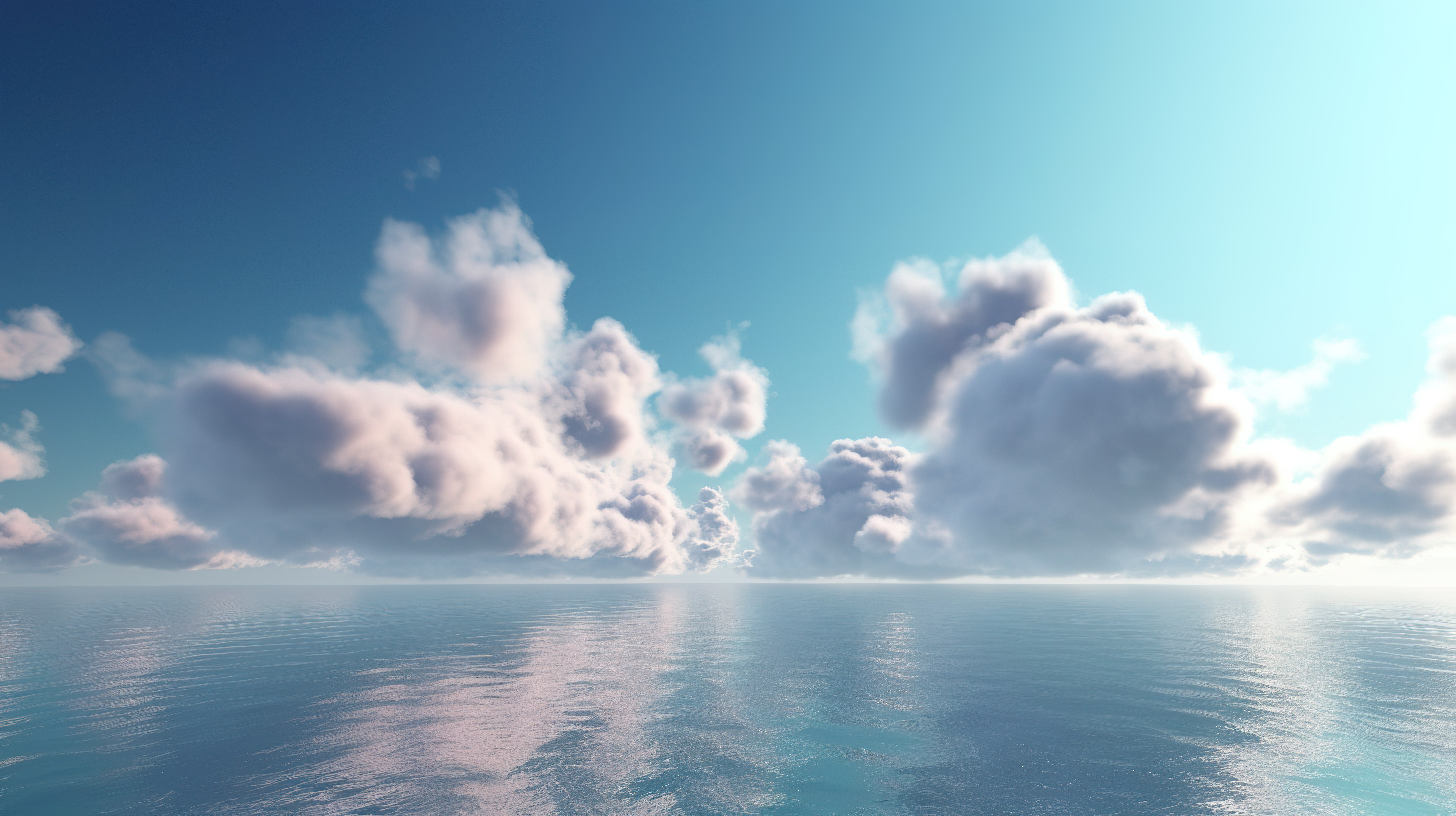 3D 渲染中的海洋幸福华丽柔和的云彩图片
