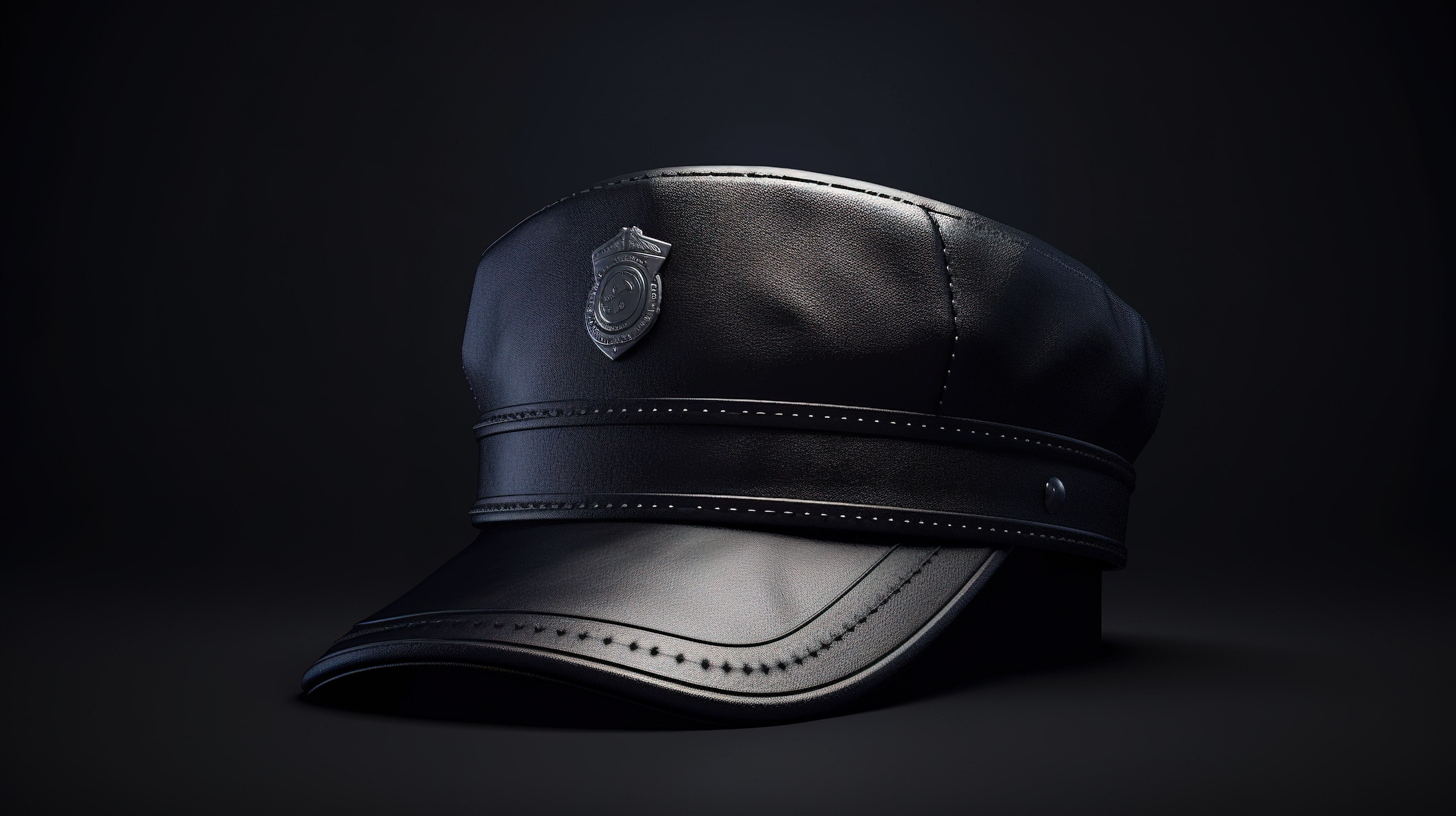 警察图标和警察帽子的逼真 3D 渲染图片