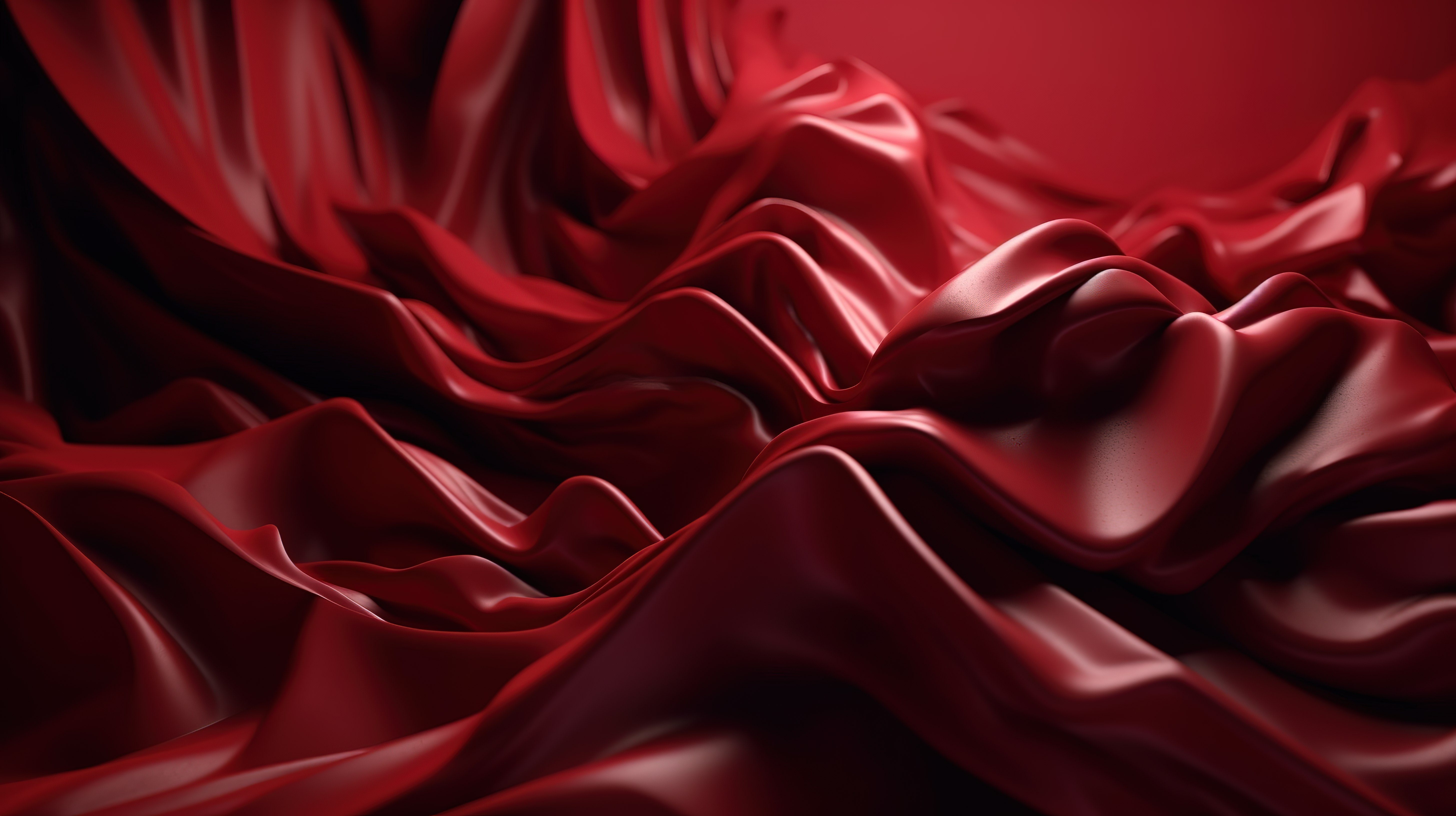 3D 渲染中的抽象红色背景，带有波浪层和类似于折叠布的褶边图片
