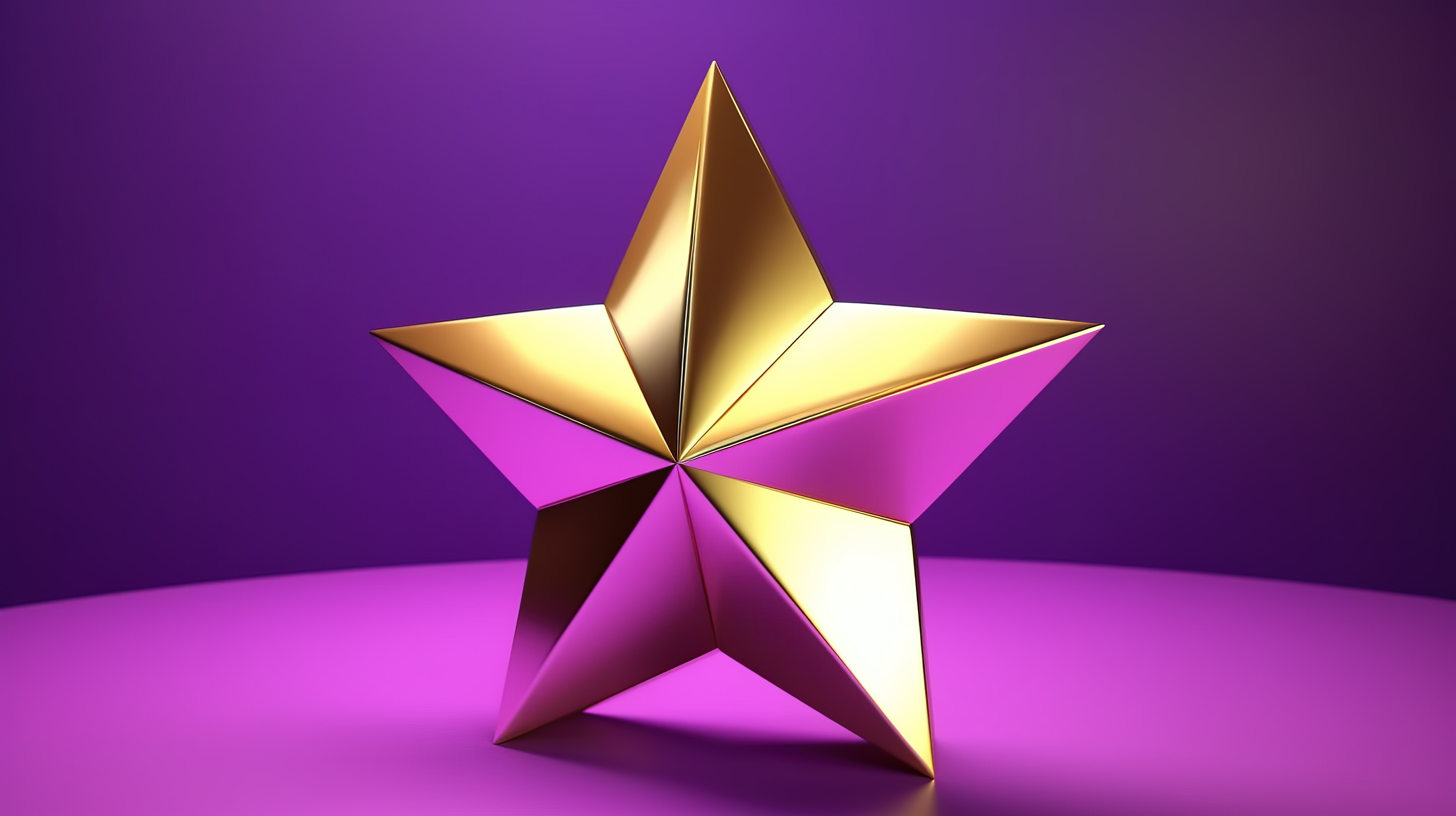 紫色背景上金色星星的卡通风格 3D 渲染图片