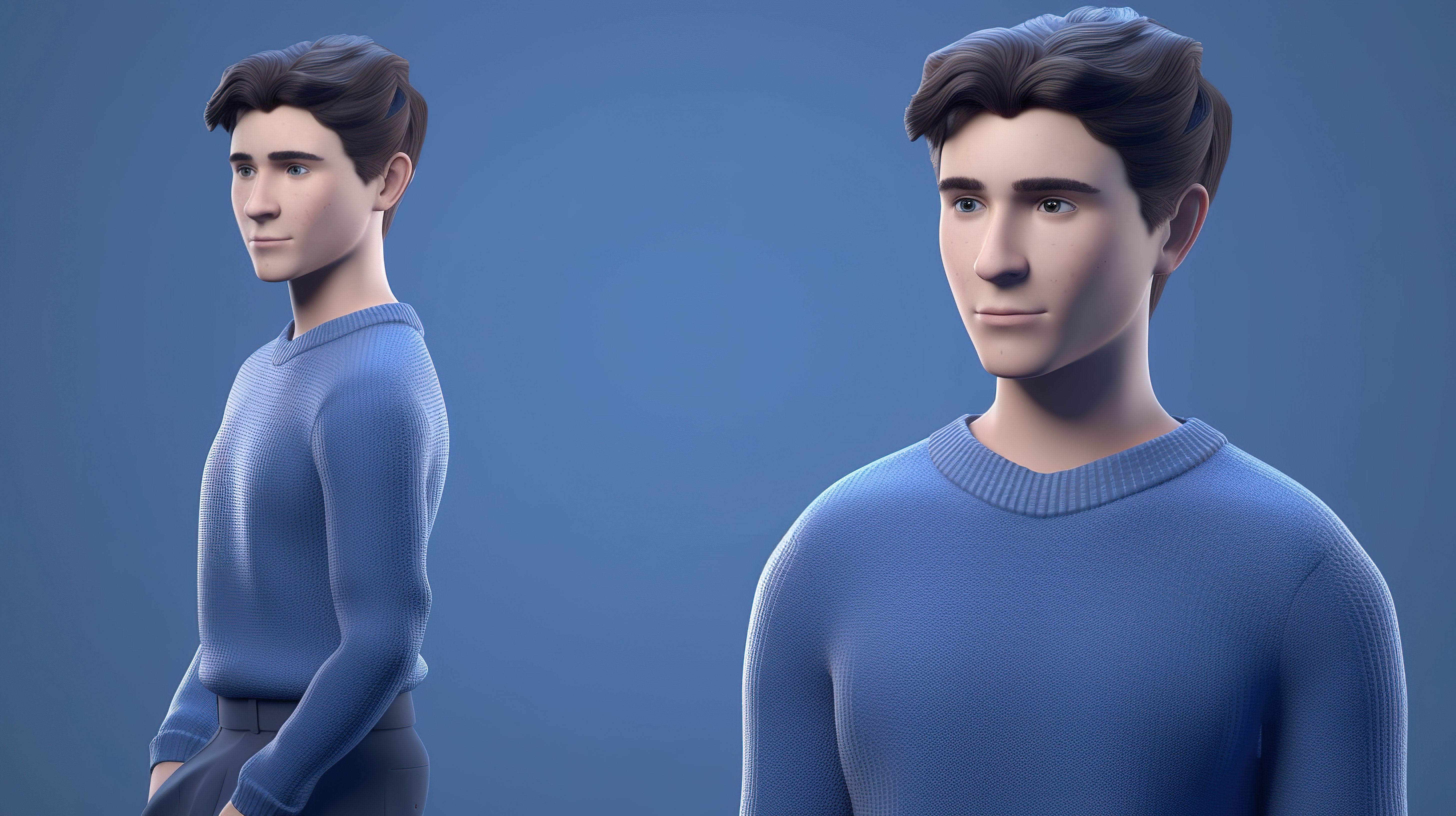 3D 渲染中的蓝色毛衣男性头像非常适合个人资料图片图片