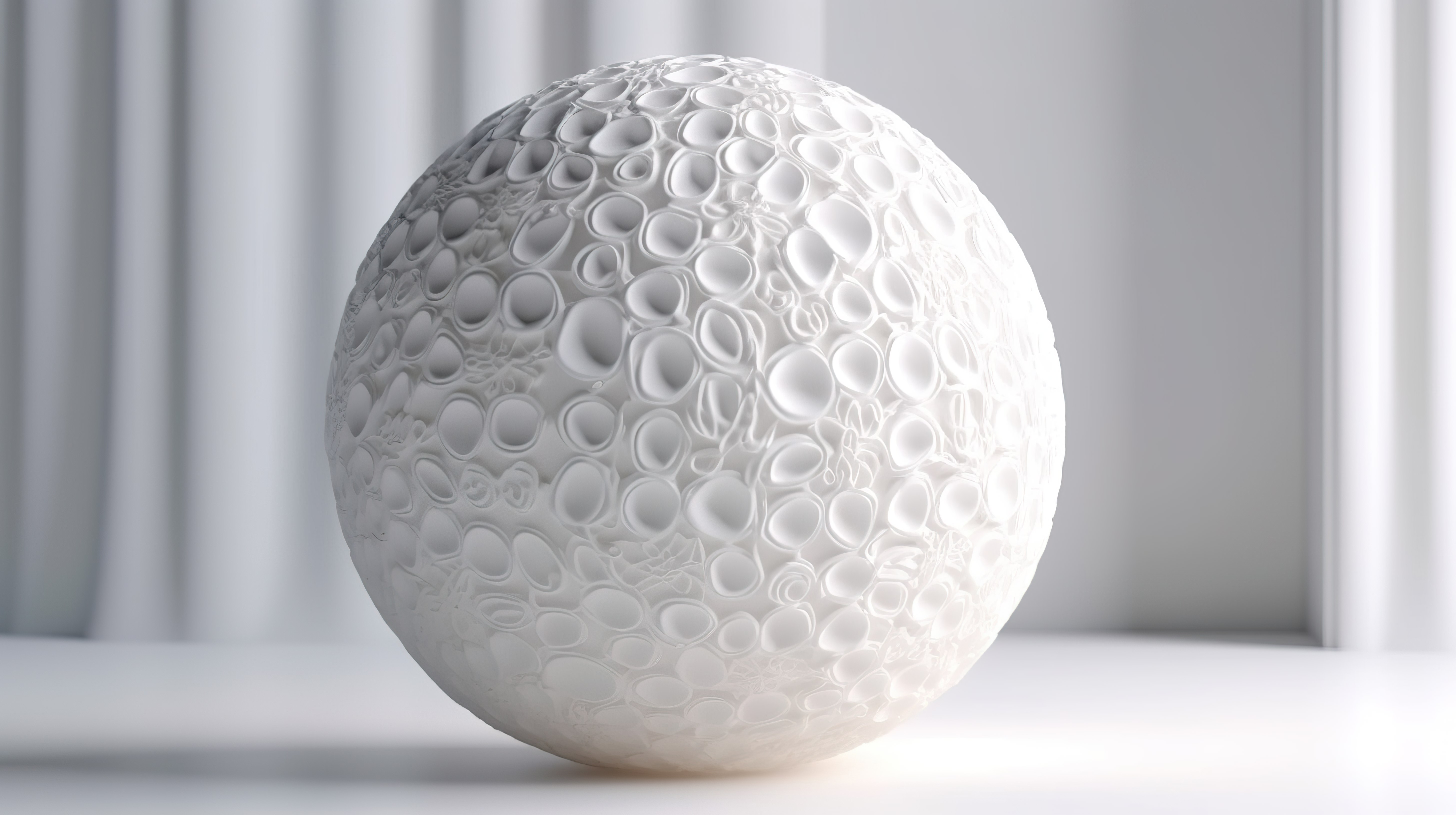 巨大的白色球体装饰着装饰石膏，在白色背景下令人惊叹的几何球特写图片