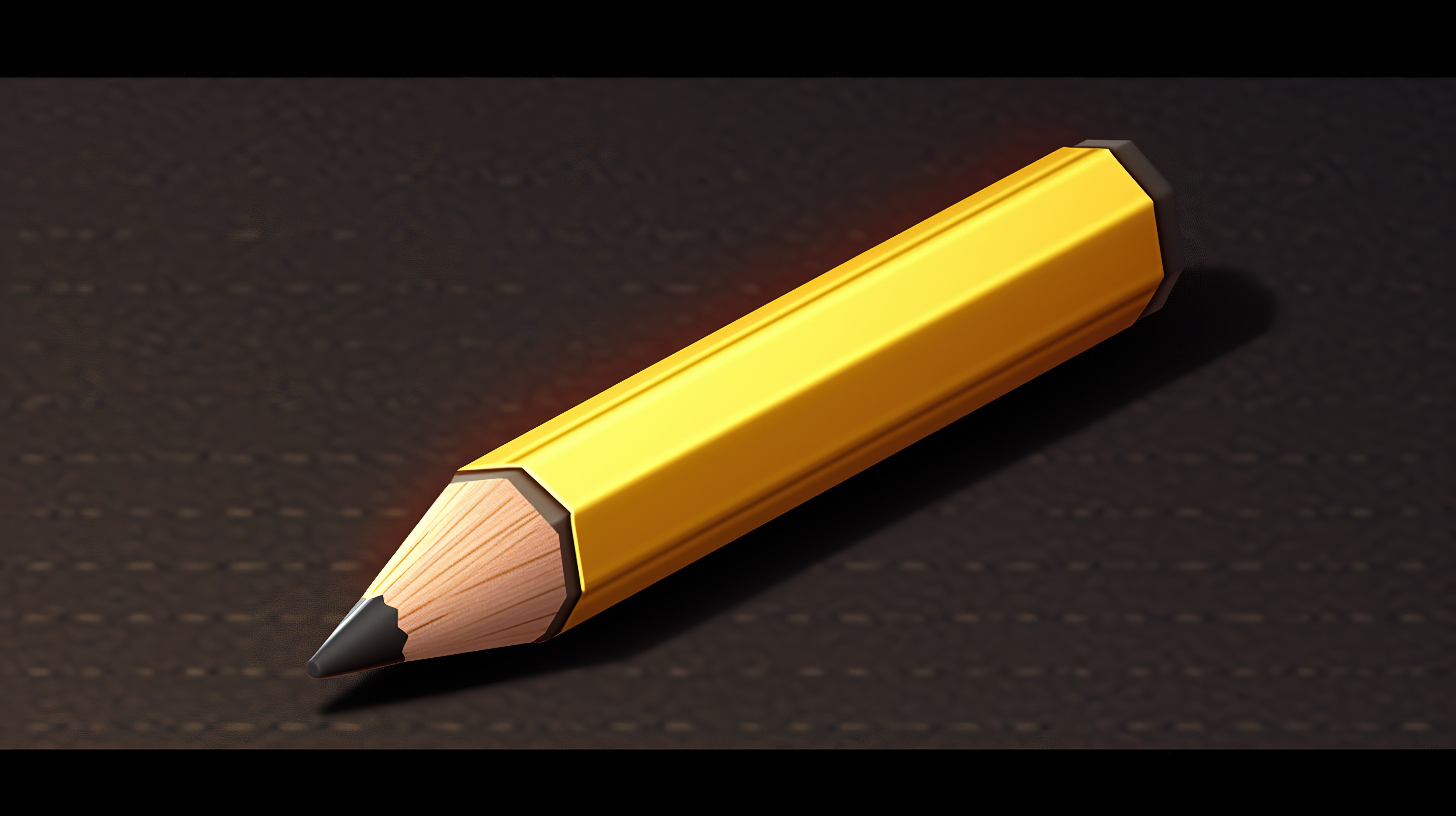 带尖头和橡皮擦的黄色铅笔的逼真 3D 可视化图片