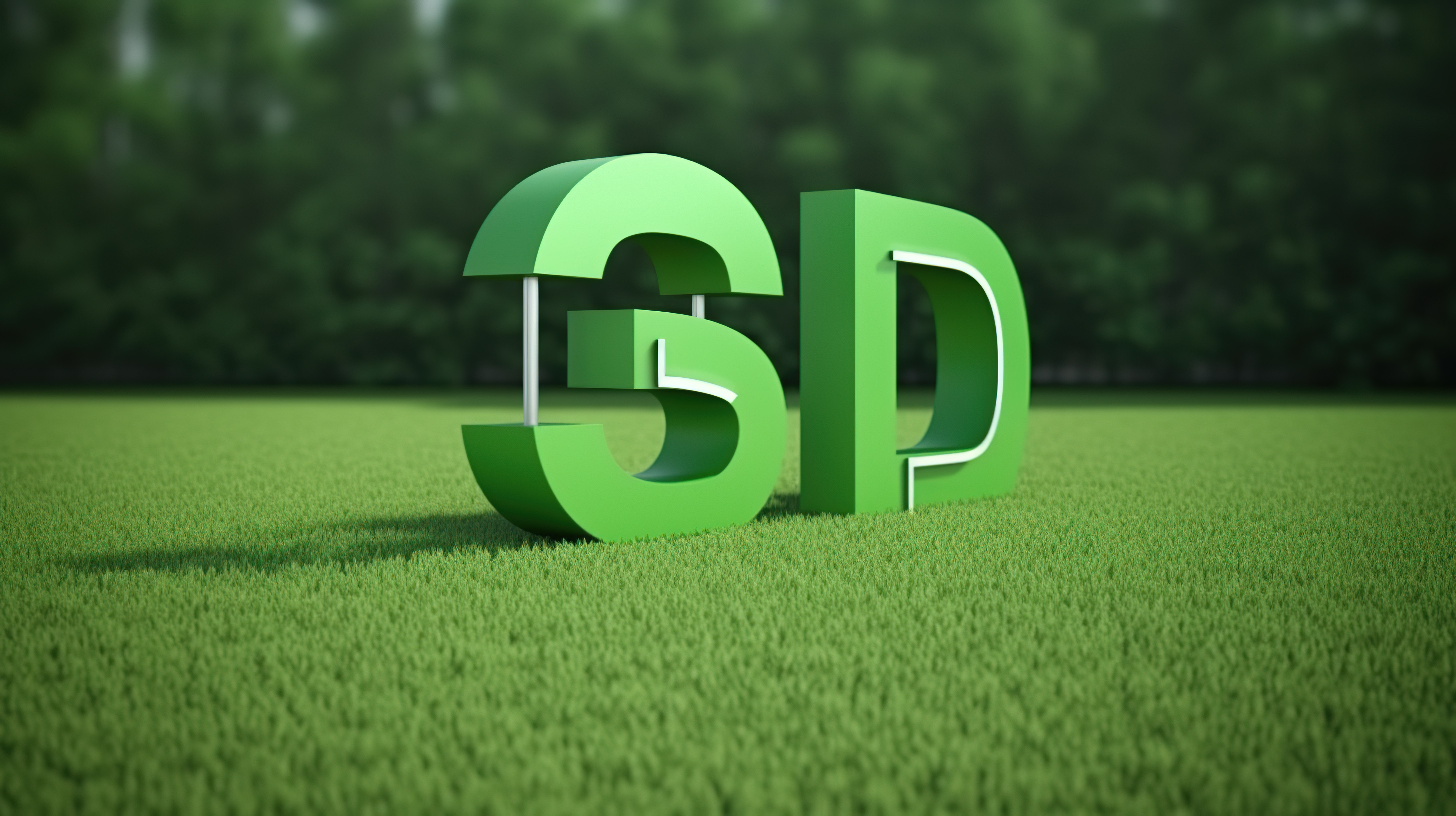 3D渲染的加油站标志矗立在青翠的草地上图片