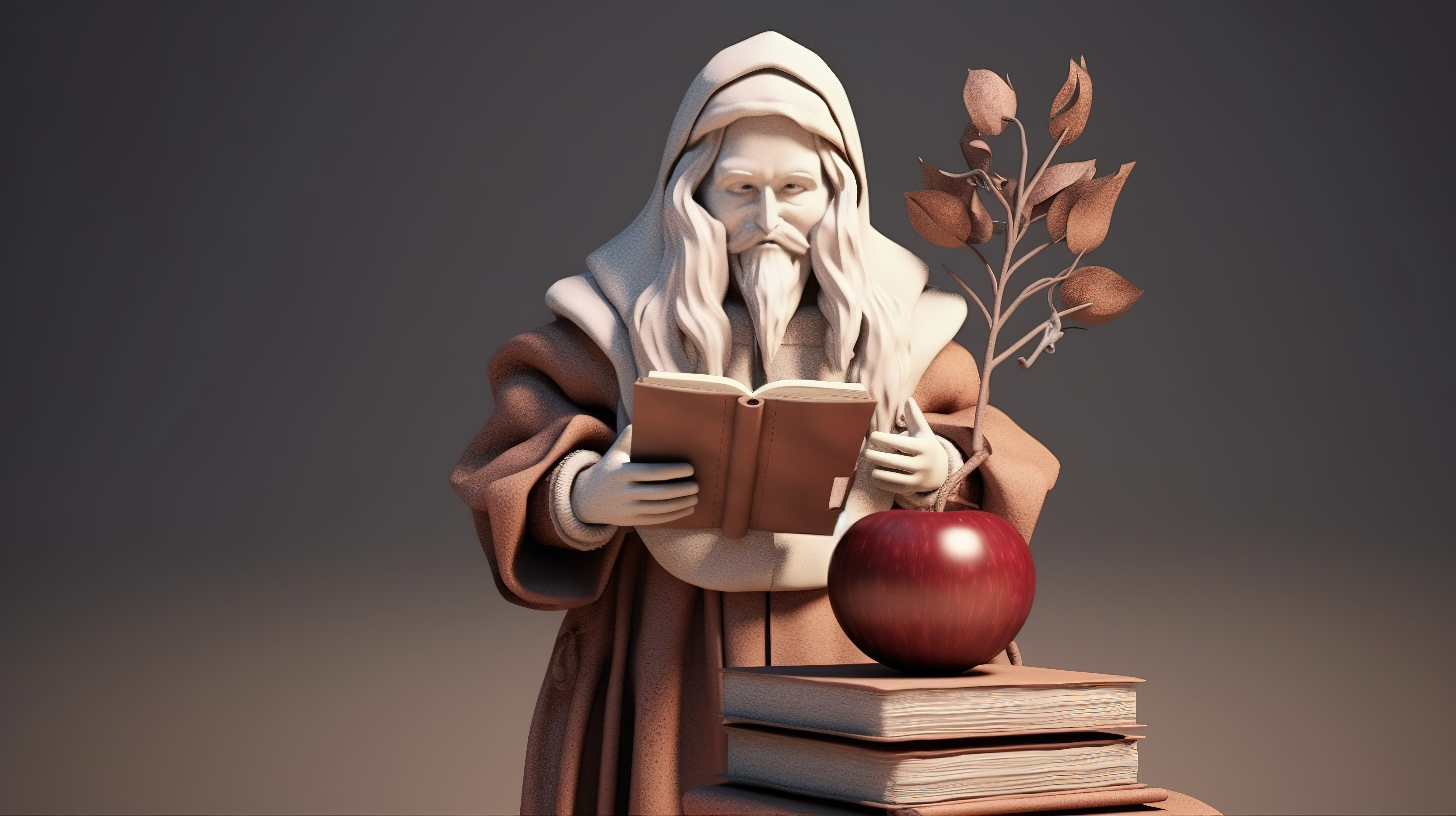 3D 插图中描绘的苹果挥舞中世纪人物图片