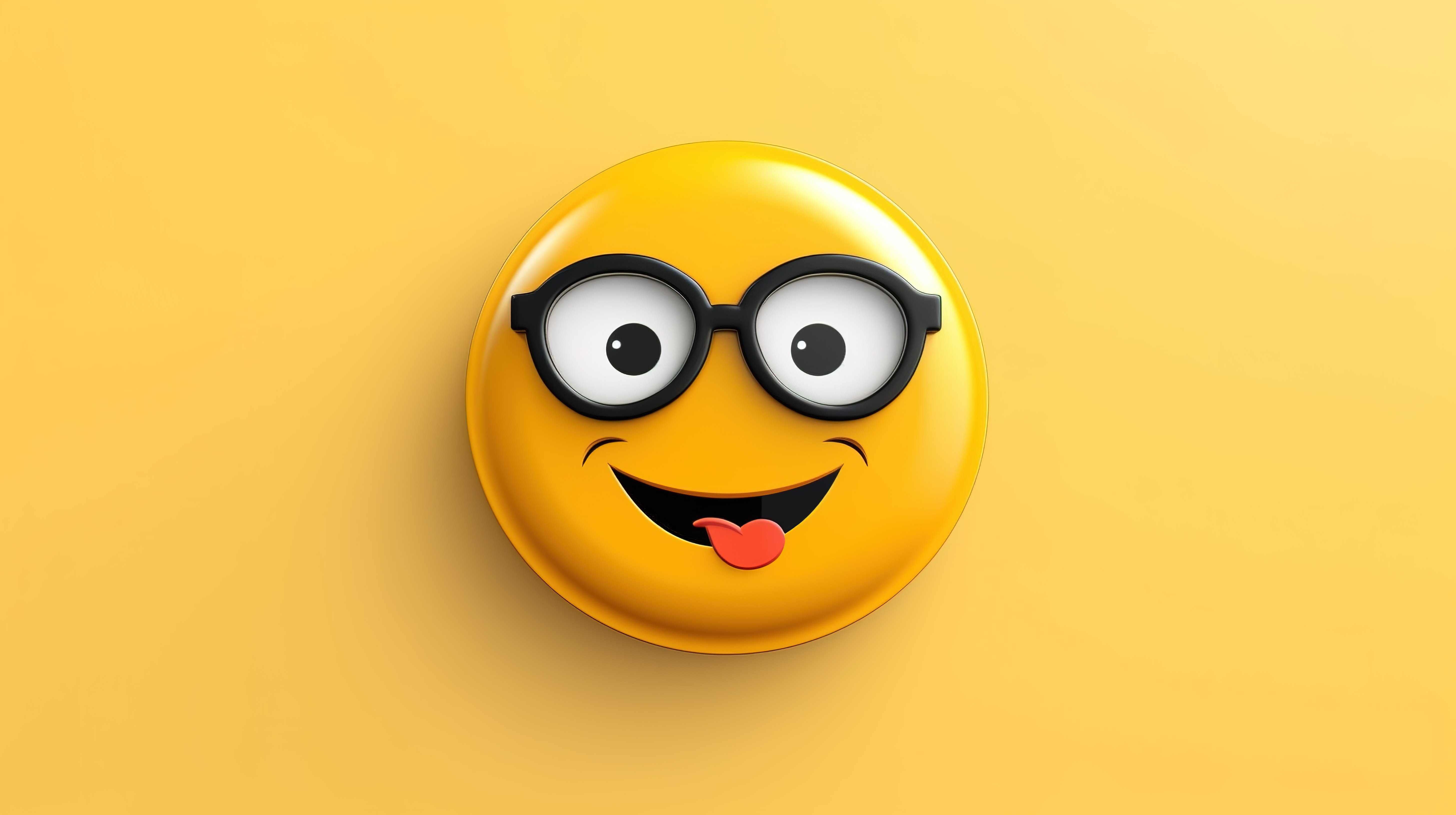 圆形按钮形状轮廓上戴着眼镜的书呆子笑脸图释的 3D 图标图片