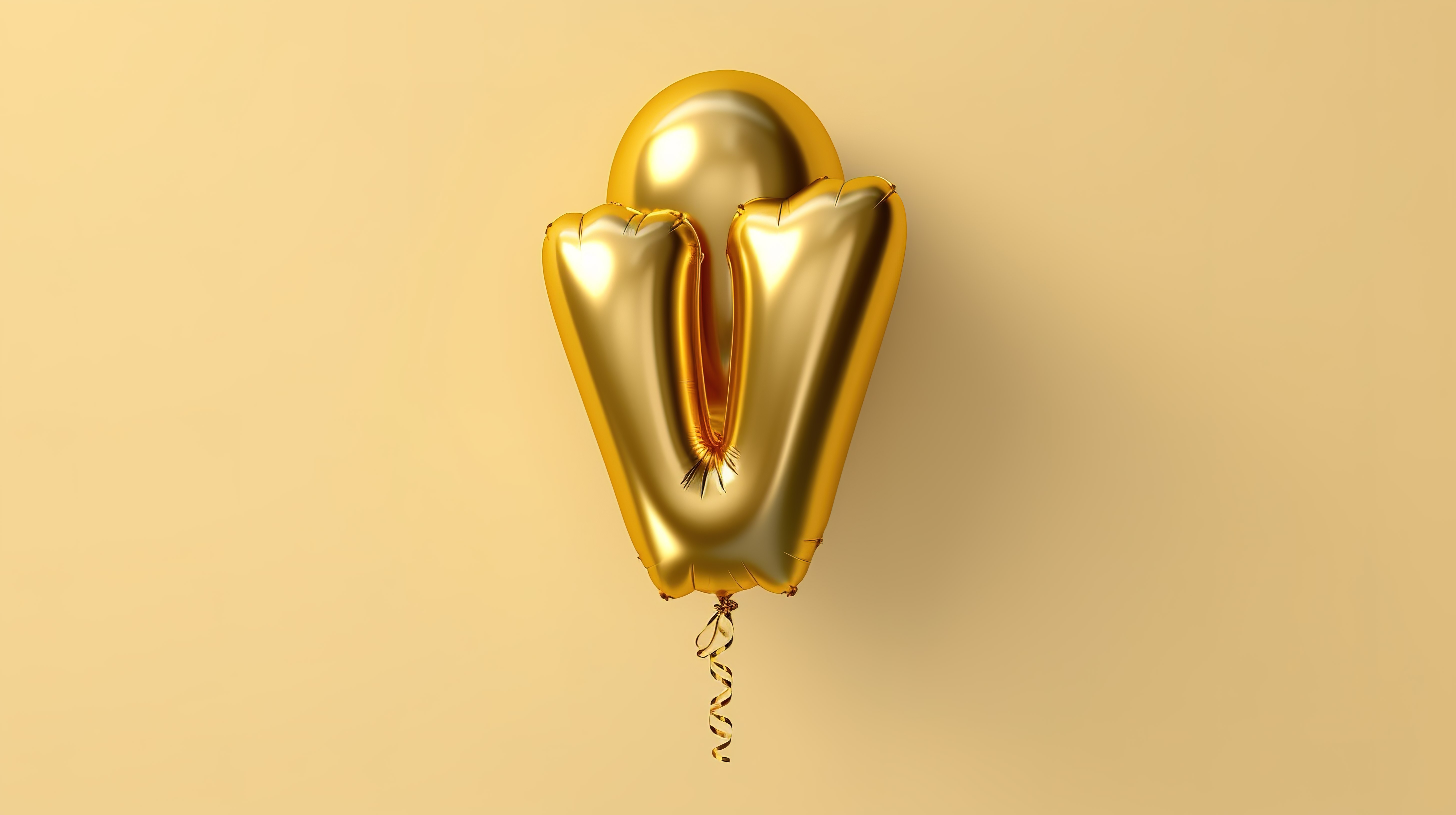 3d 插图金色 w 字母气球与资本设计图片
