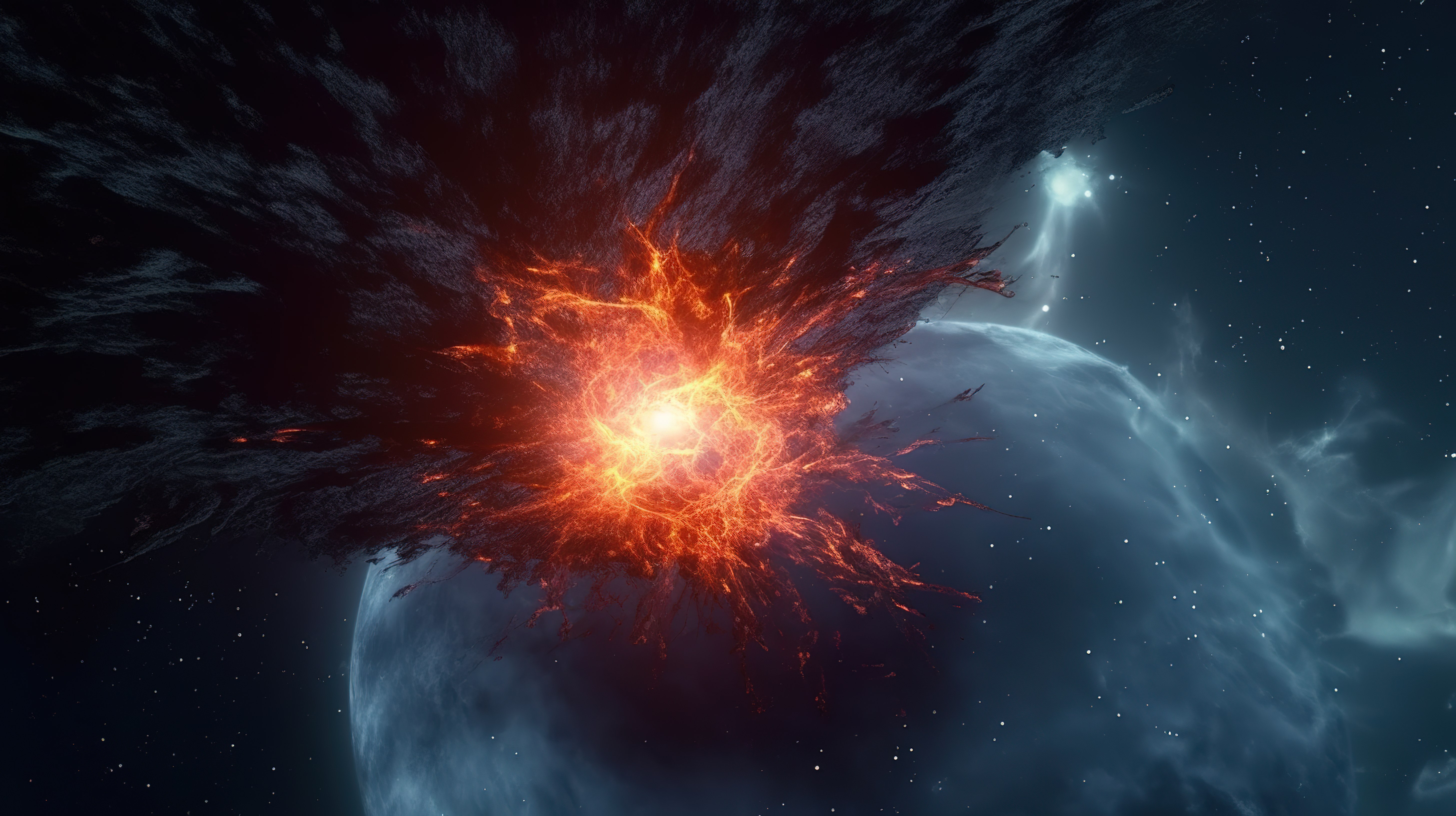 星空背景下中子星鸟状能量喷发的令人惊叹的 3D 渲染图片