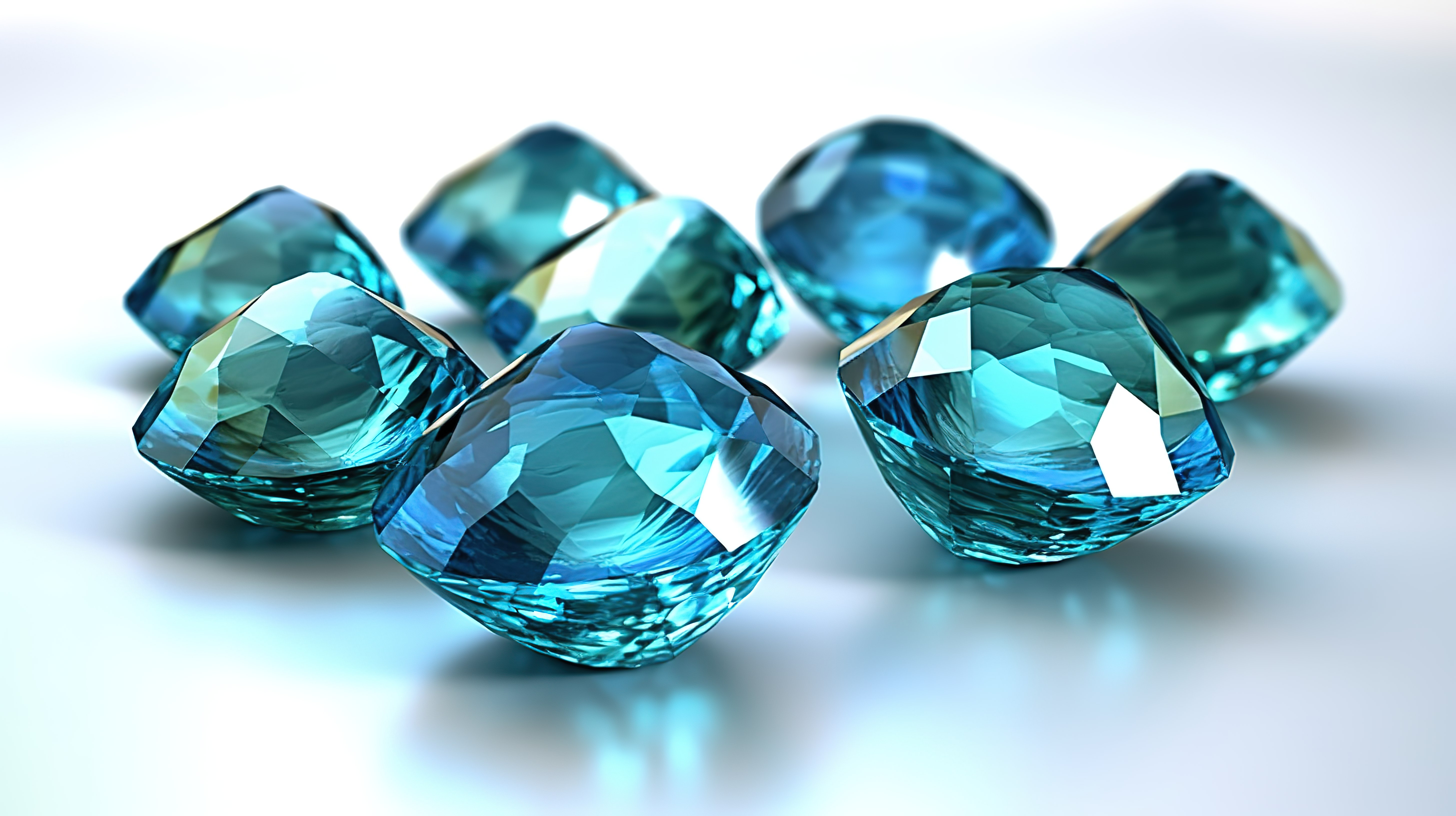 海蓝宝石中的珠宝簇 3d 渲染图片