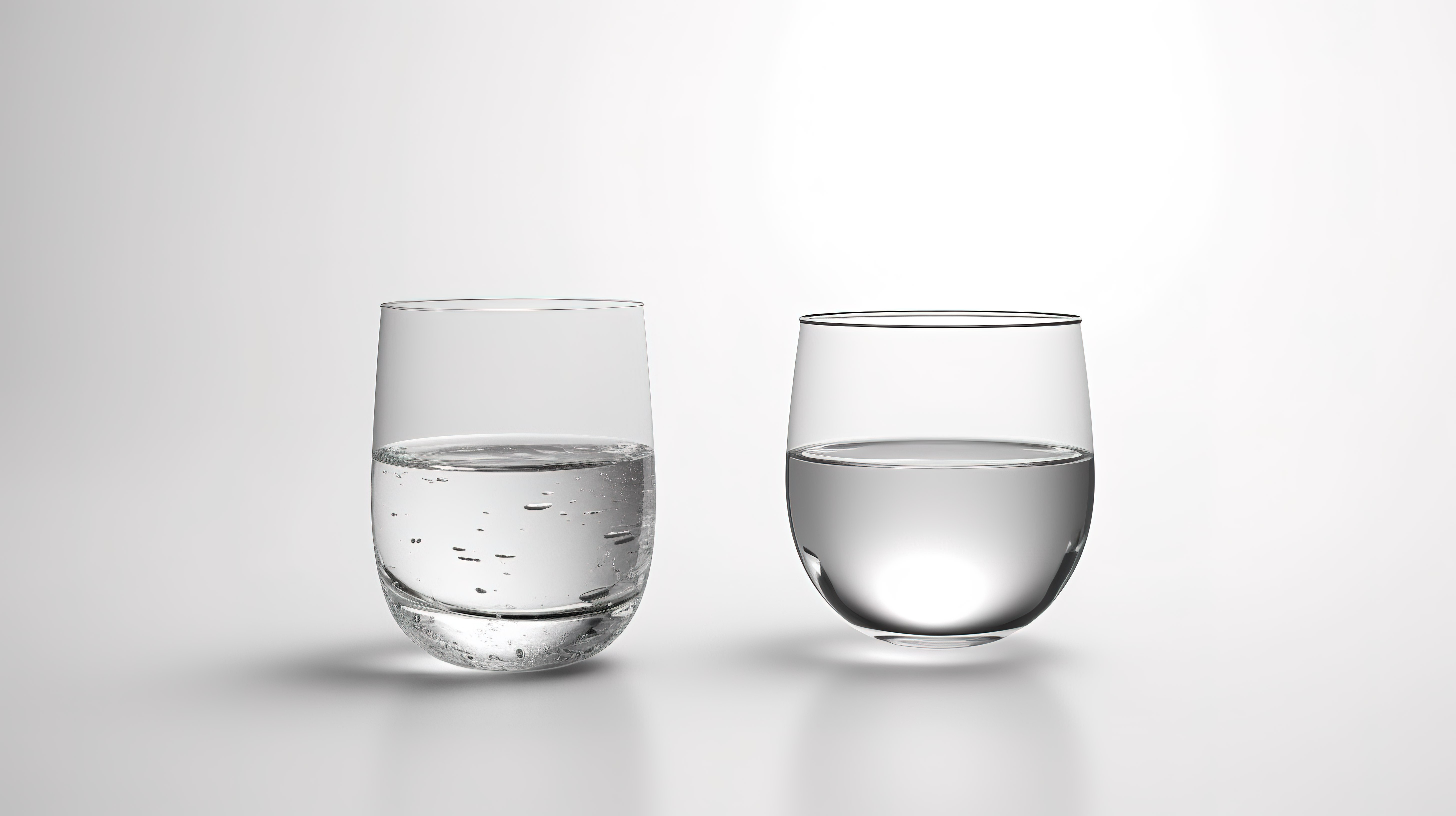 白色背景 3d 渲染上未装满的饮用水杯和满杯静水图片