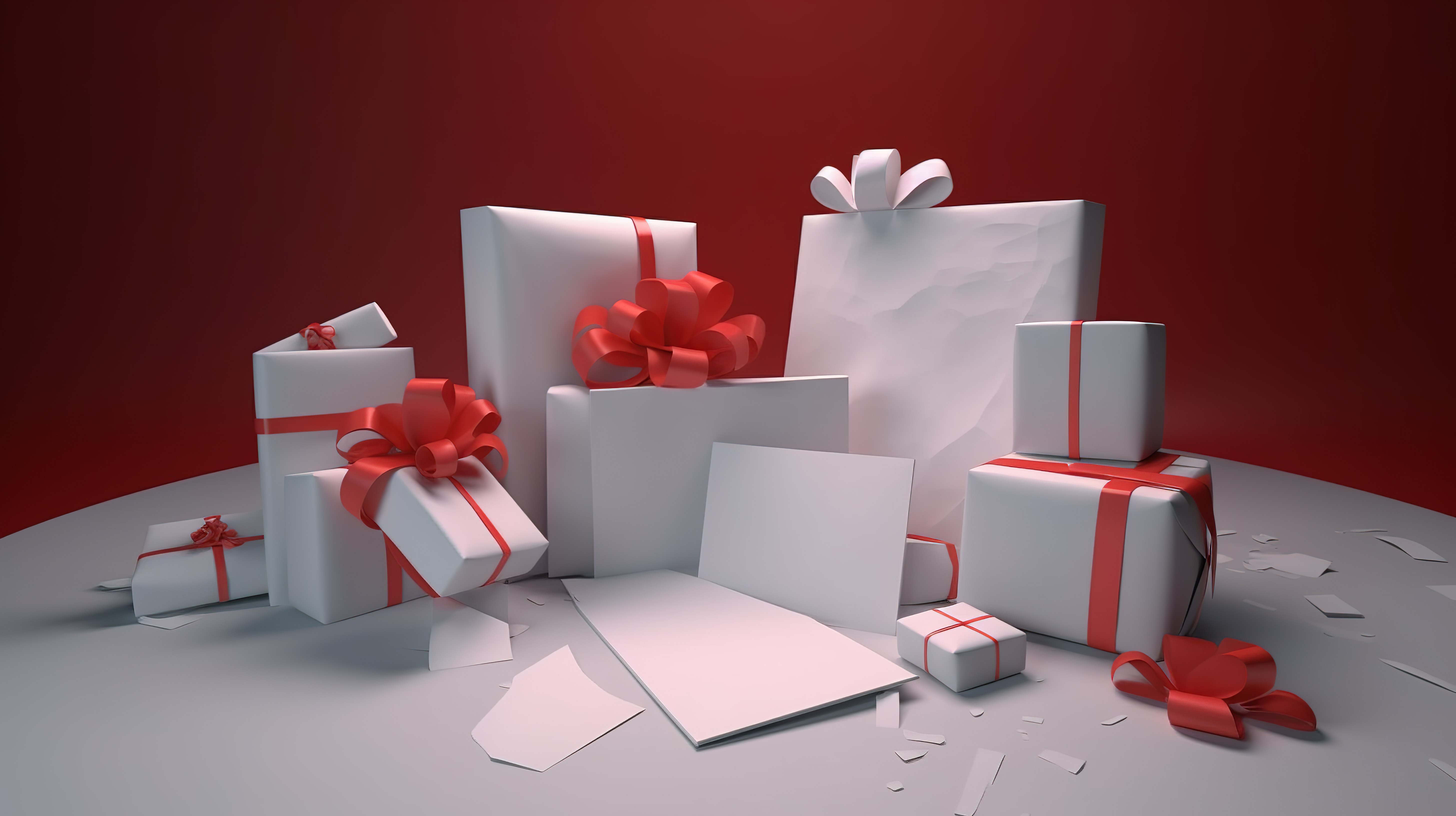 3d 渲染的圣诞礼物和空白优惠券图片