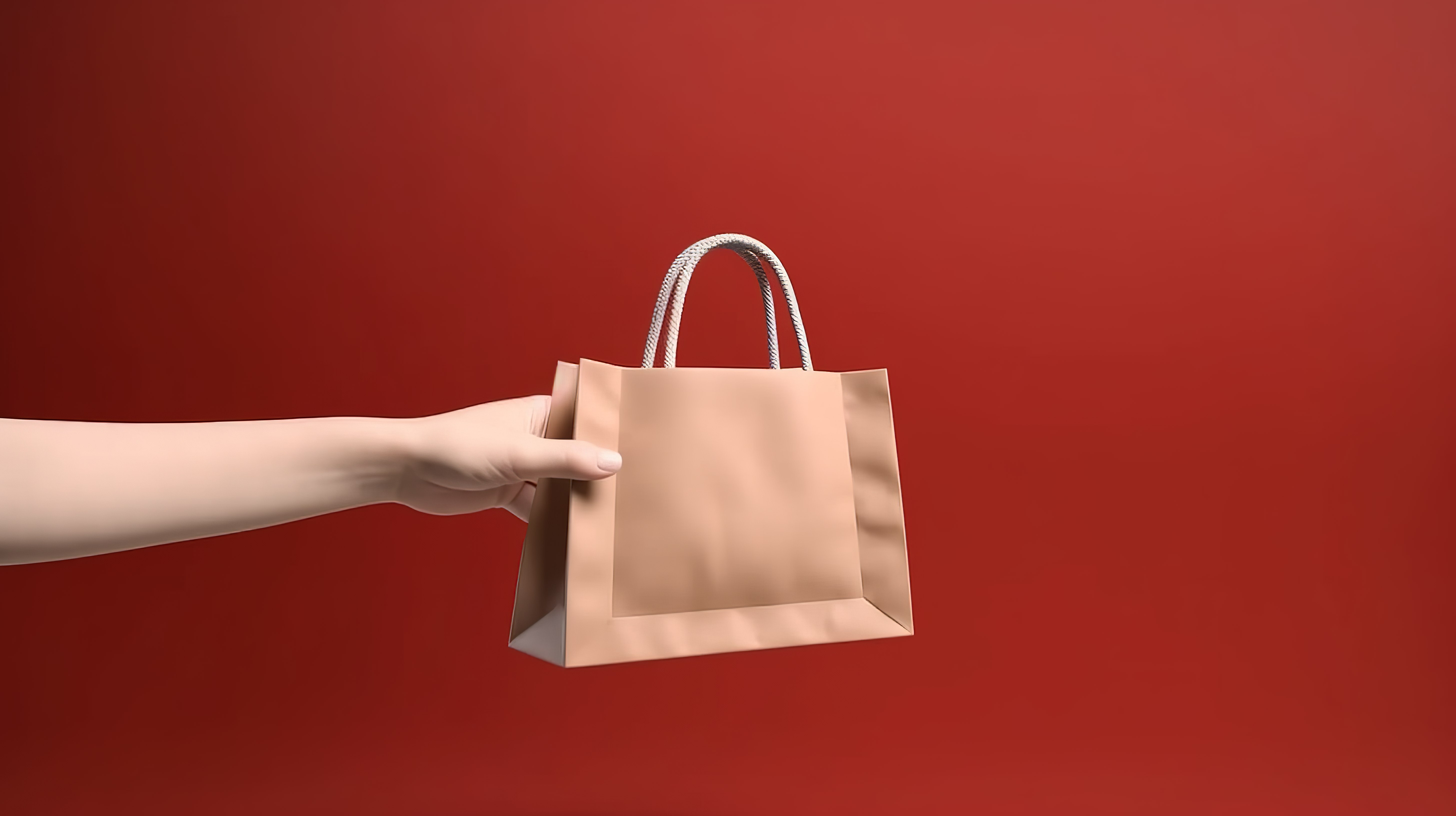 3D 渲染的购物袋在孤立的背景下握在手中图片