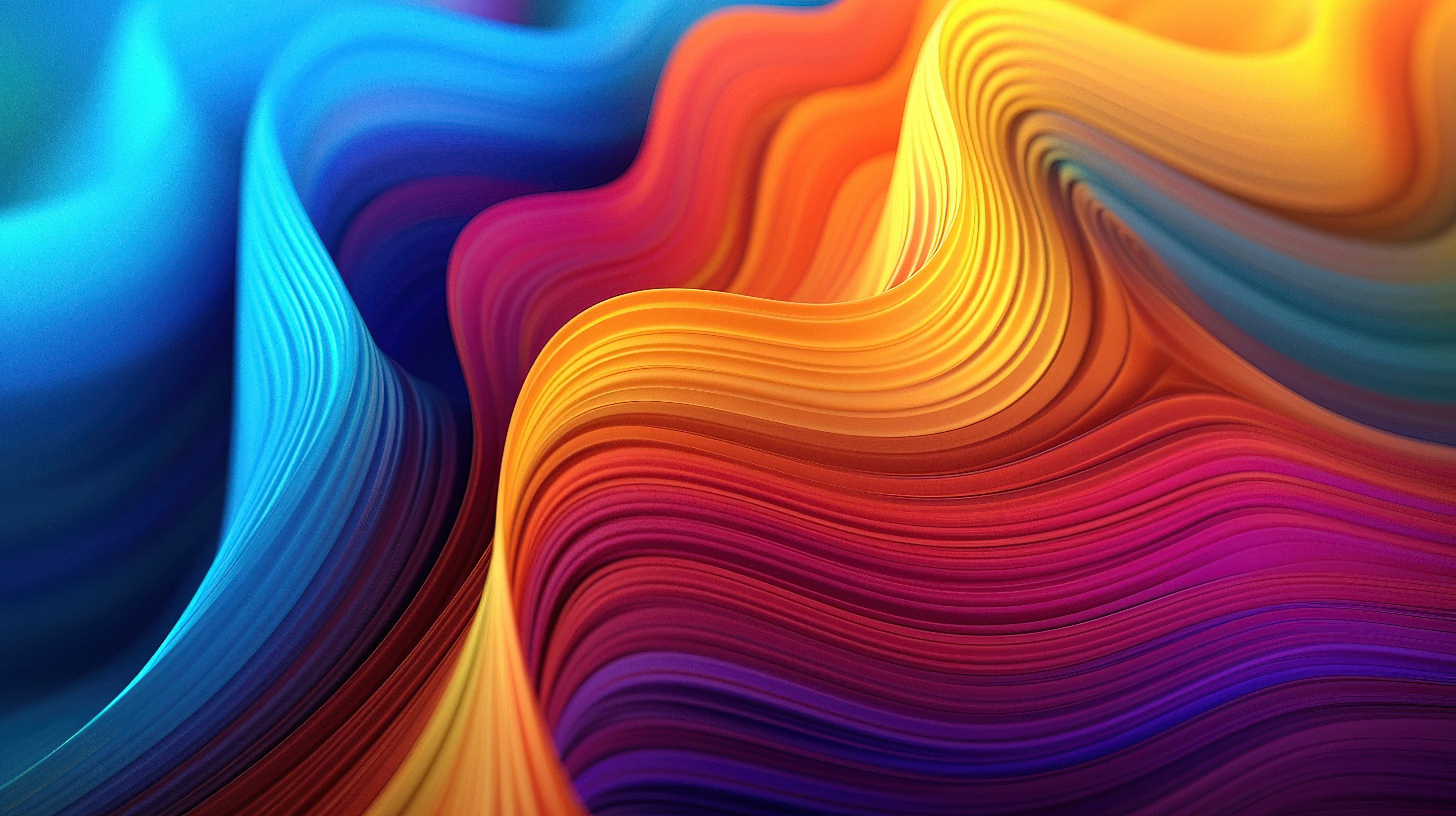 插图 3D 波浪背景充满色彩缤纷的抽象图片