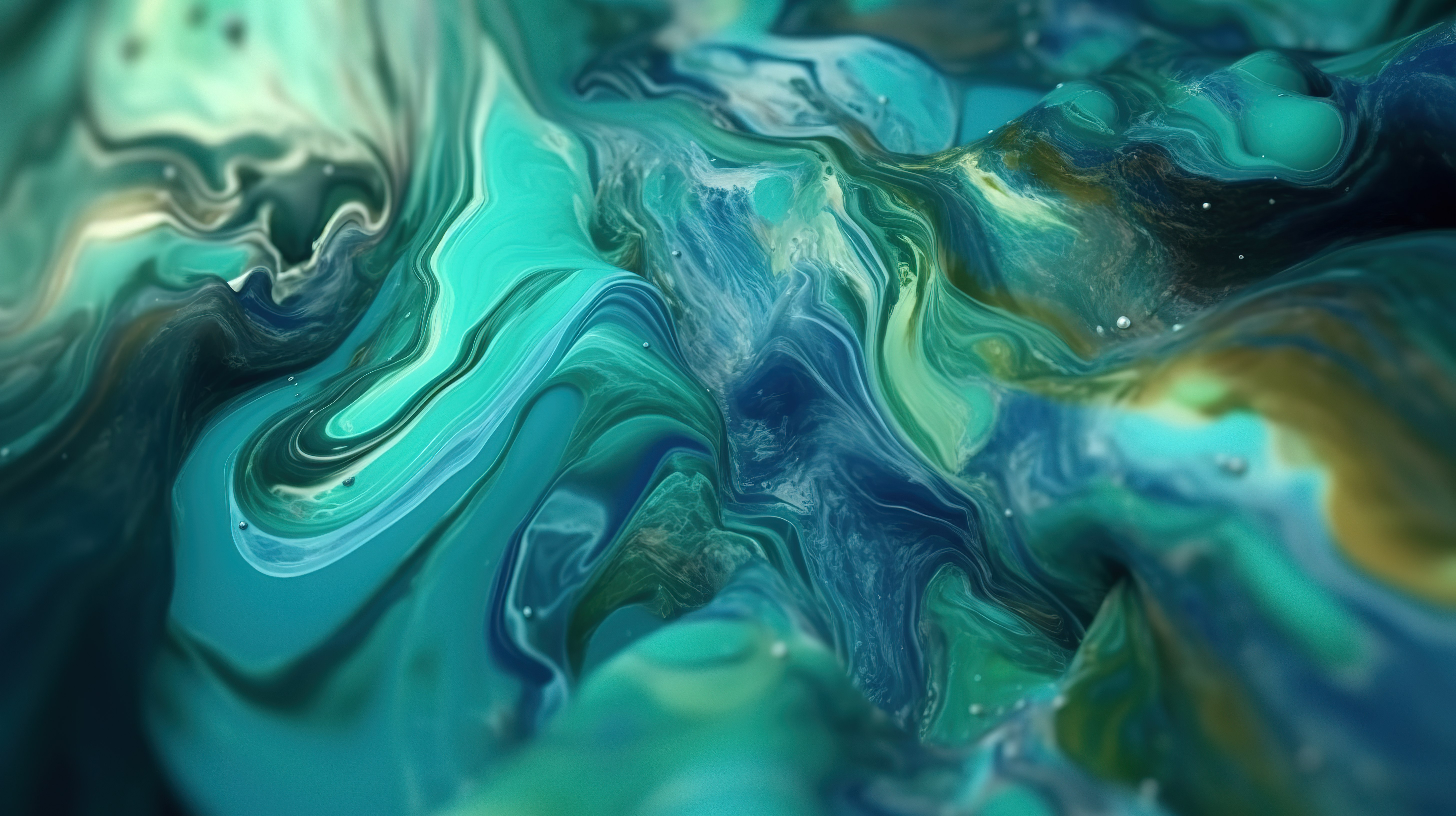 蓝色和绿色流体抽象背景的令人惊叹的 3D 渲染图片