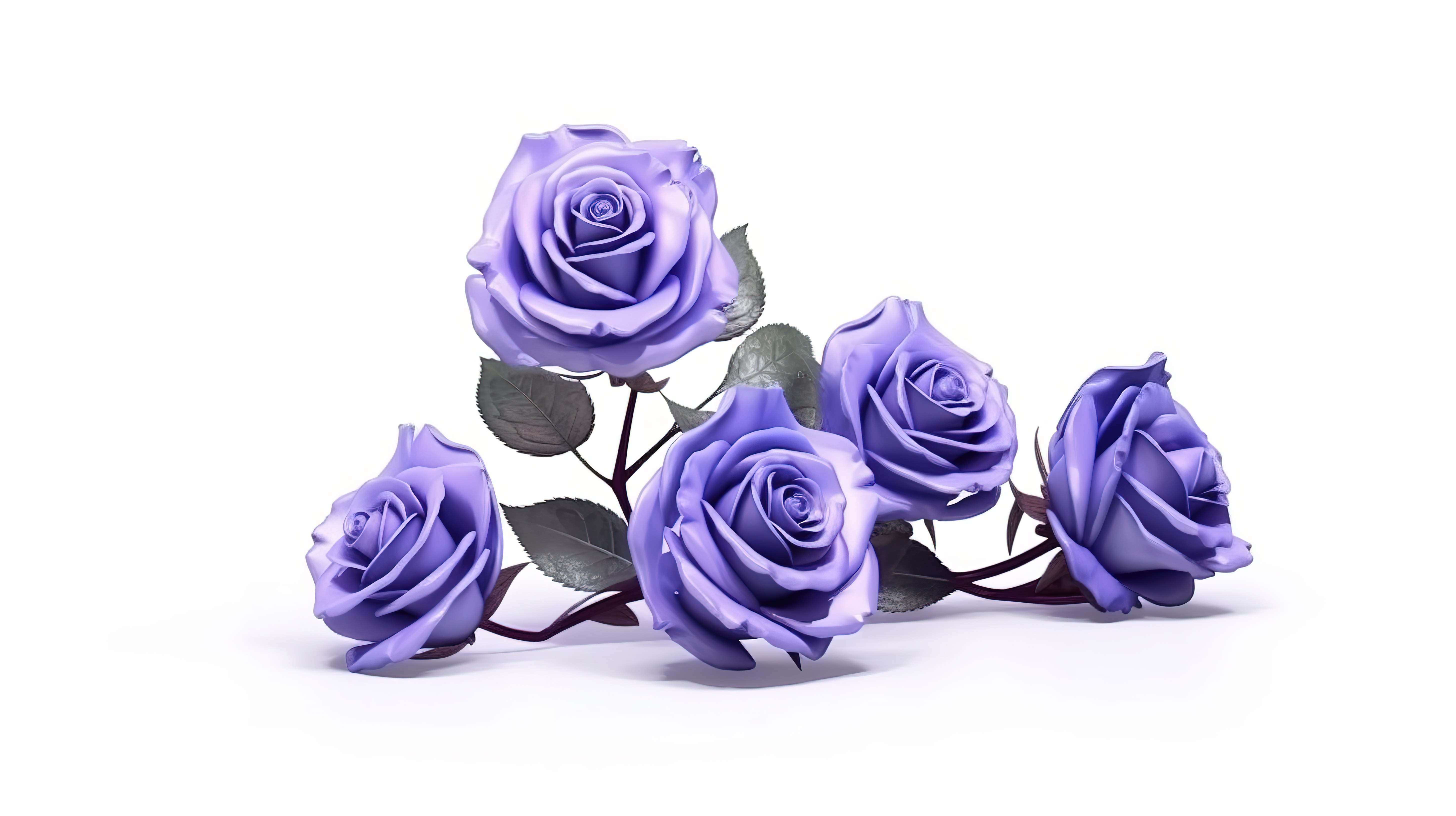 3d 渲染白色背景与美丽的紫色玫瑰图片