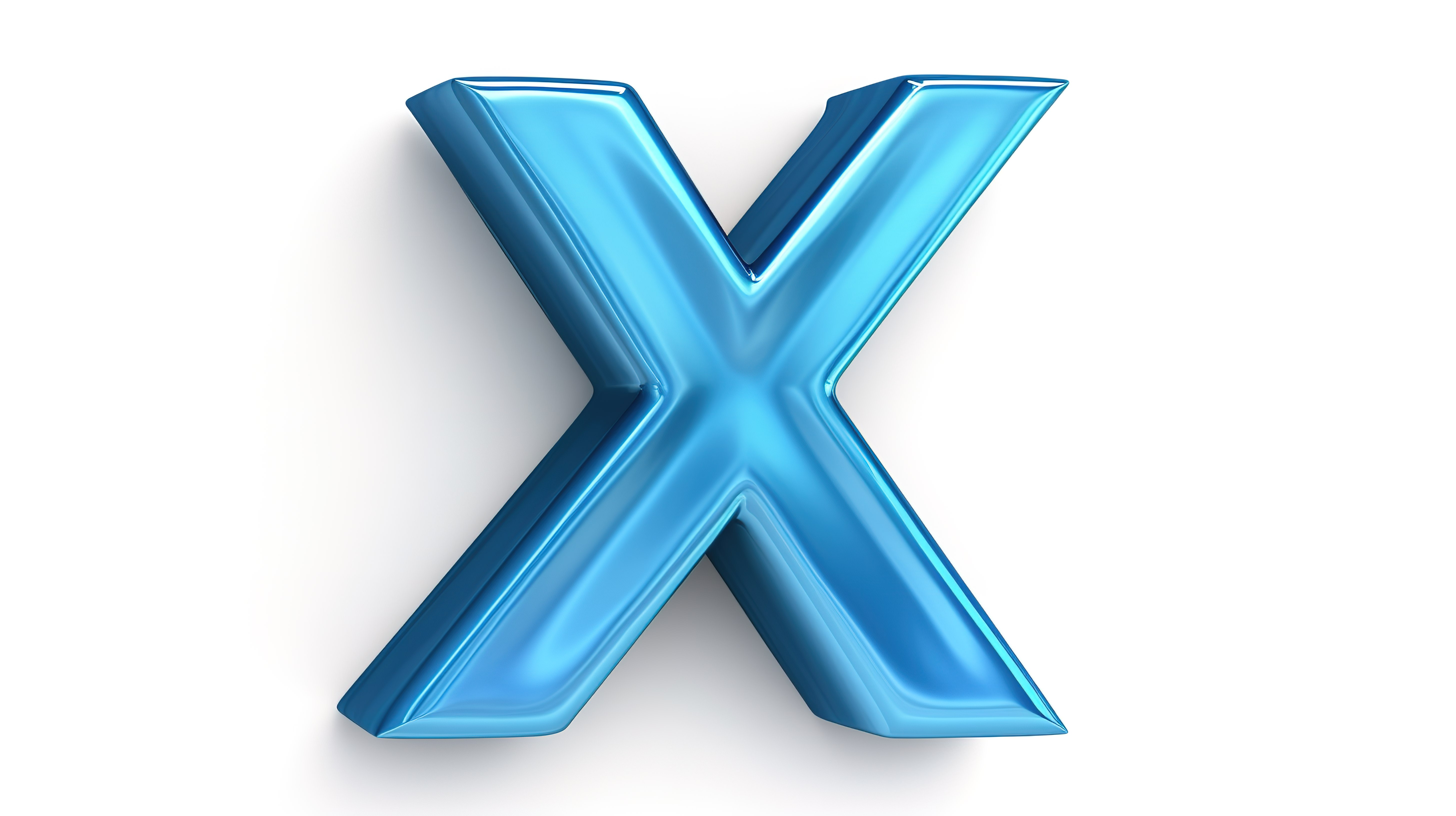 阳极氧化蓝色 3D 渲染字体，白色背景上带有哑光纹理小写“x”字母图片