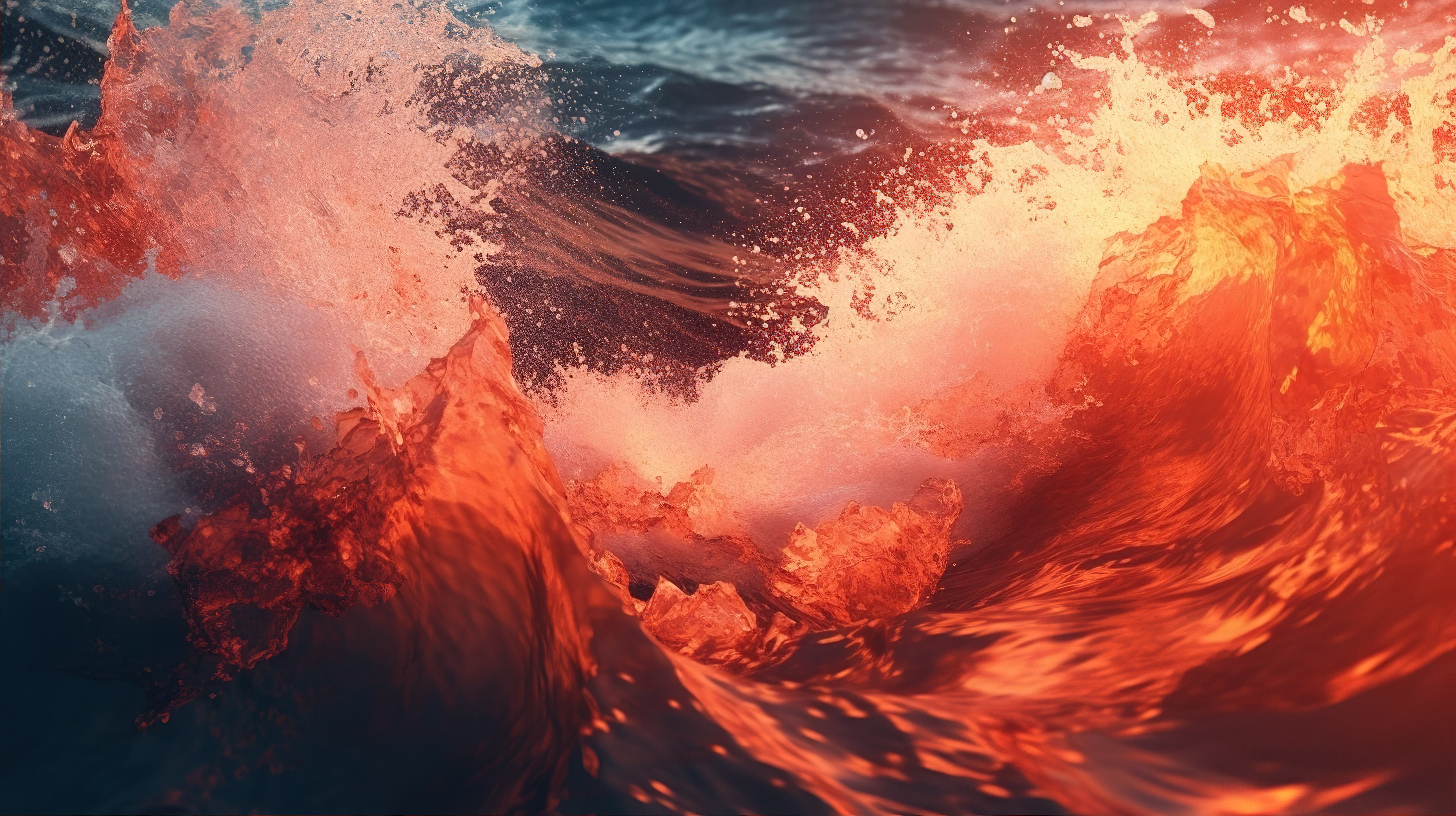 抽象海洋和火山波形成的 3d 插图图片
