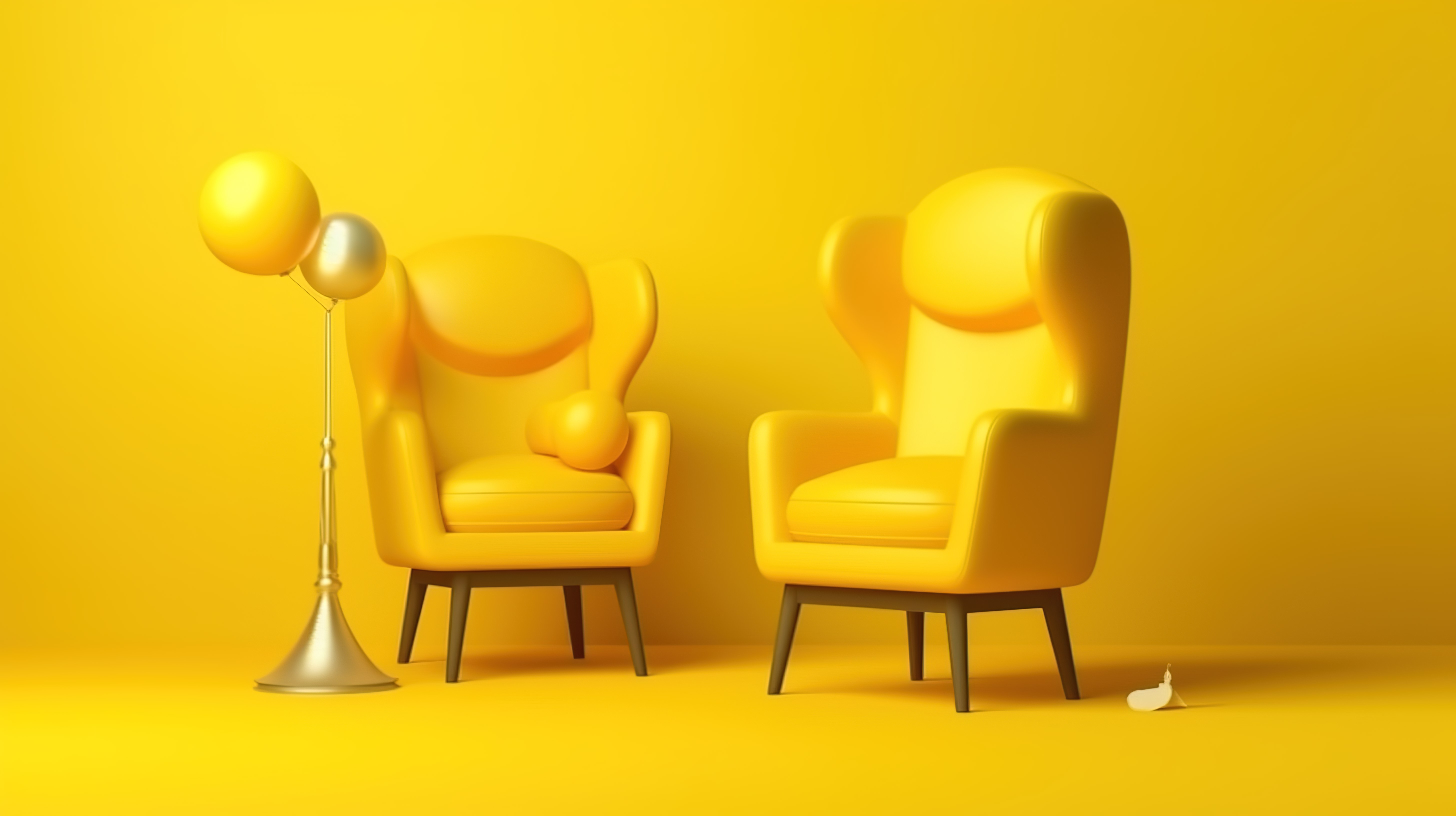 充满活力的黄色空间中聊天图标的 3D 渲染图片