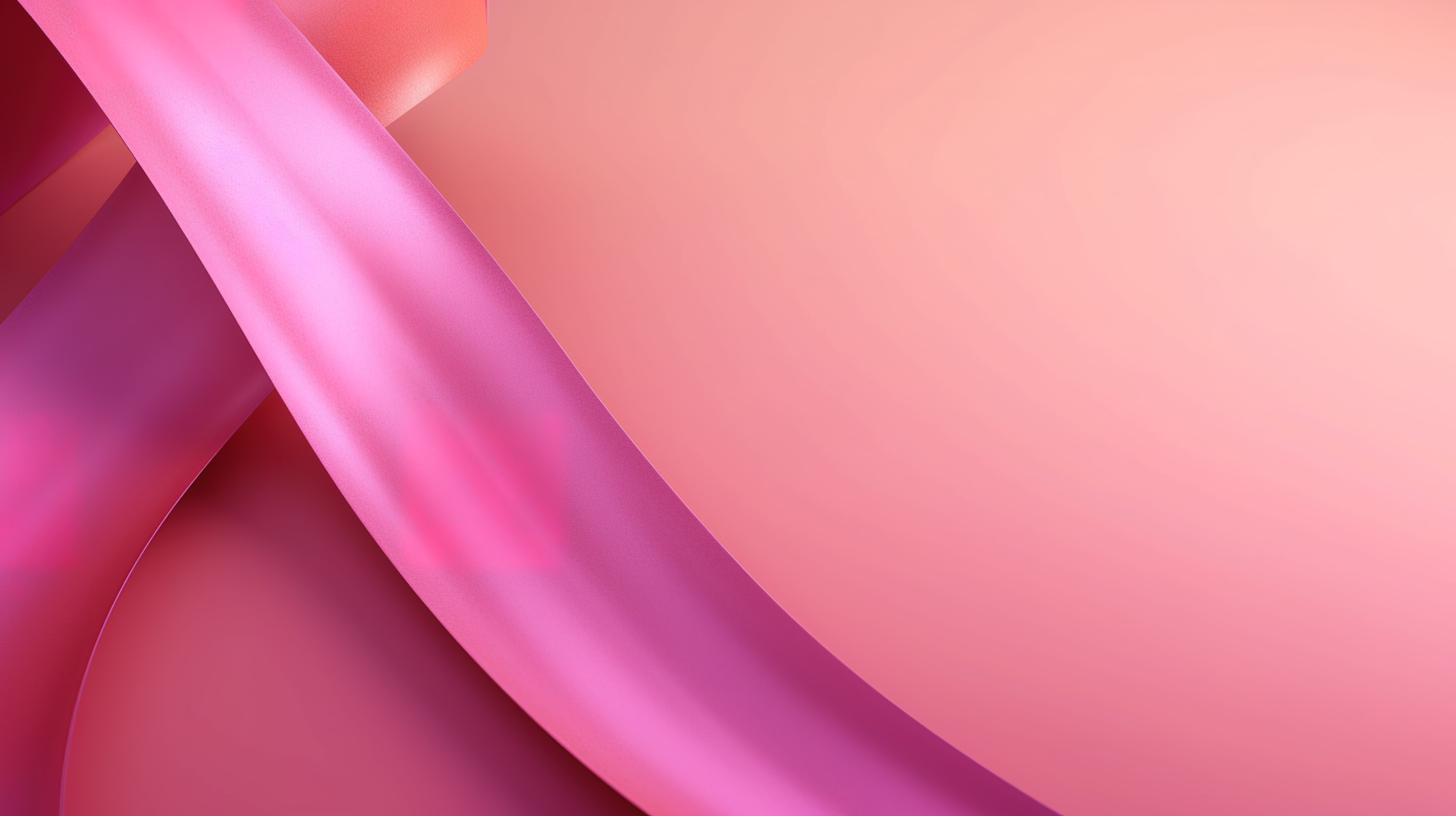 3d 在柔和的粉红色背景上呈现粉红丝带，用于乳腺癌宣传月图片