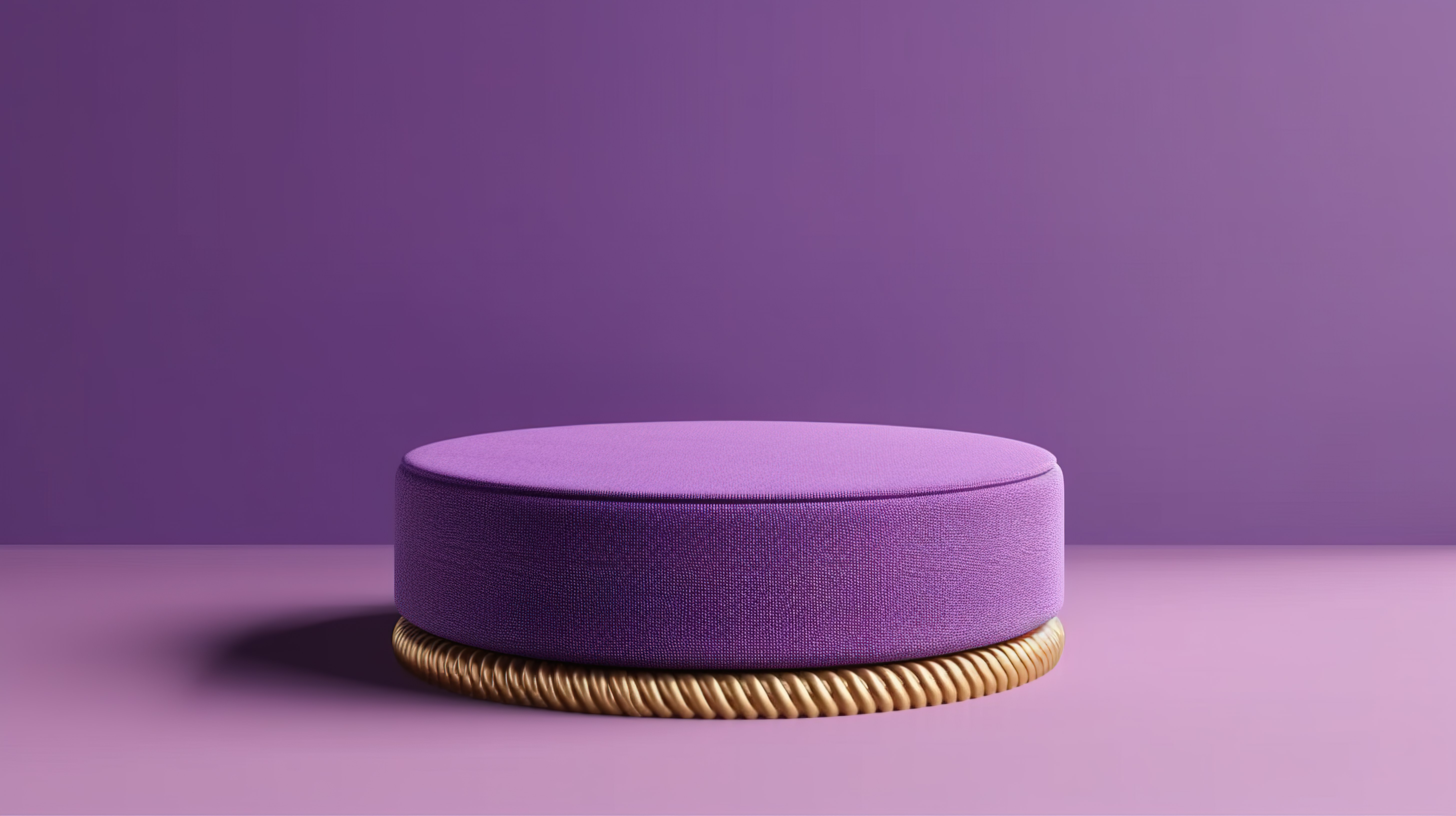 3D 显示中带有金线装饰的豪华紫色纺织架的顶视图图片