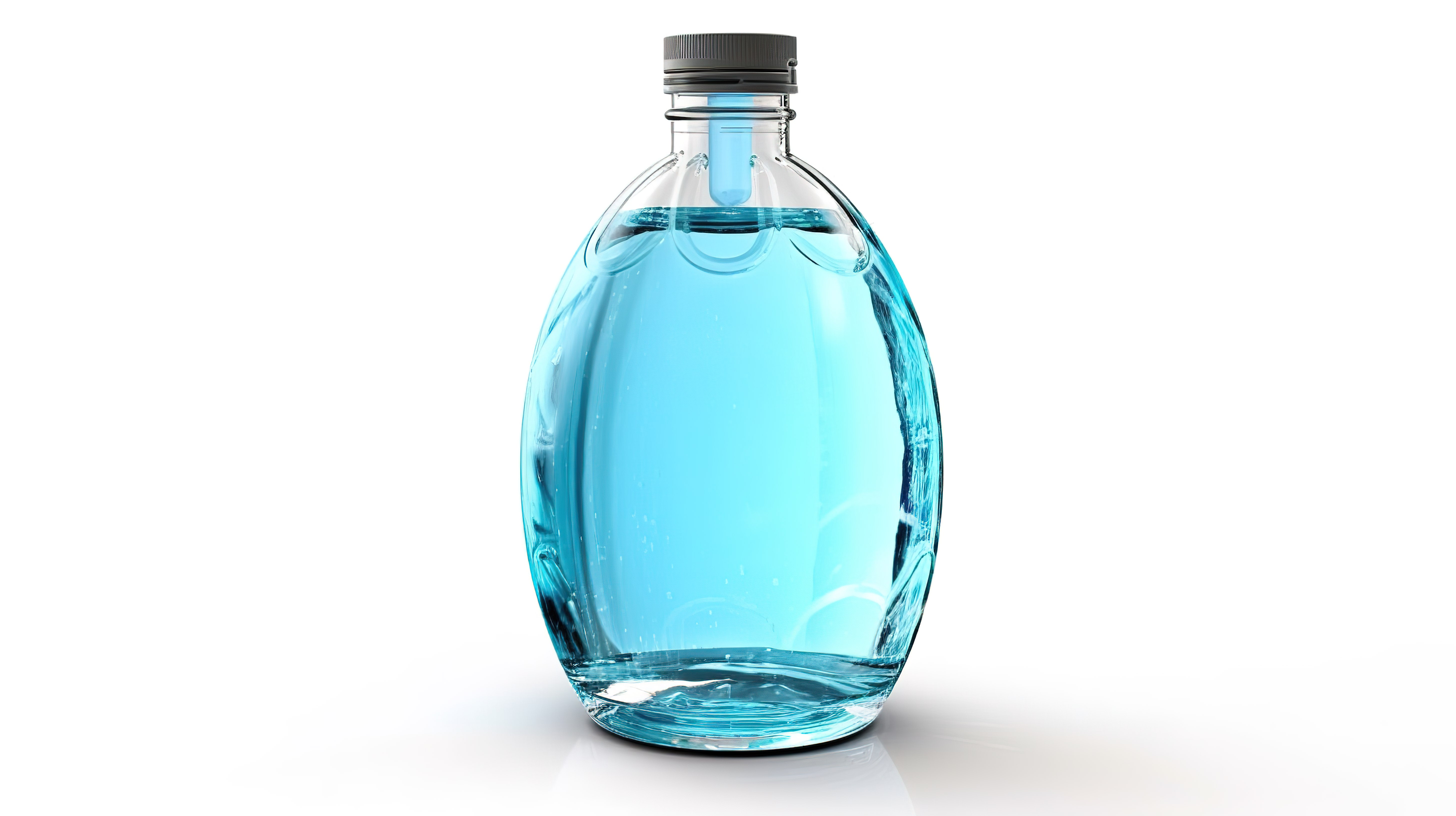 白色背景下独立饮用的大型 3D 渲染塑料水瓶图片