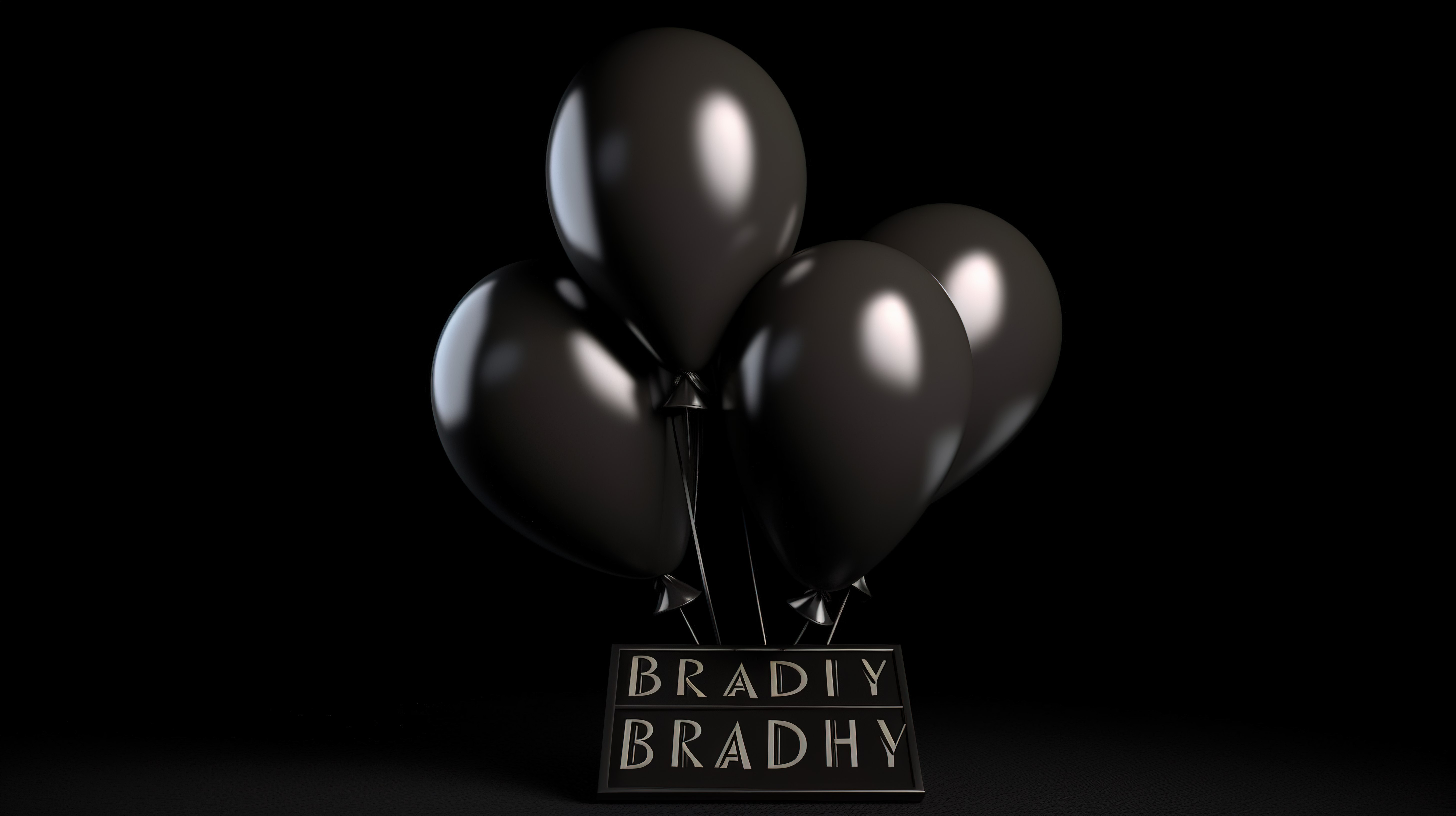 黑色星期五销售标志，在时尚的黑色背景 3D 渲染图像上带有黑色气球图片
