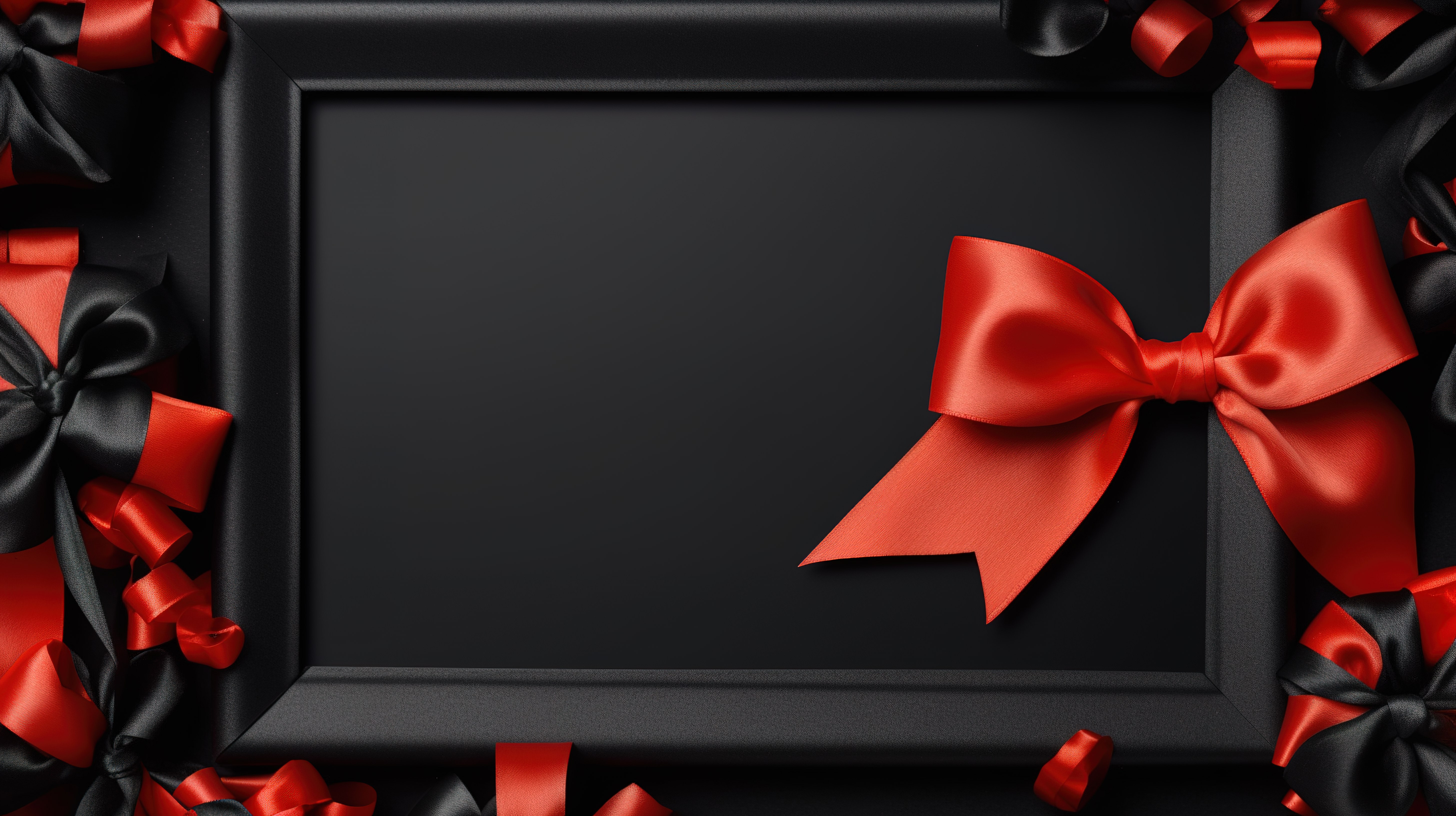 深色 3D 优惠券，配有礼品框架和红色蝴蝶结，用于黑色星期五庆祝活动图片