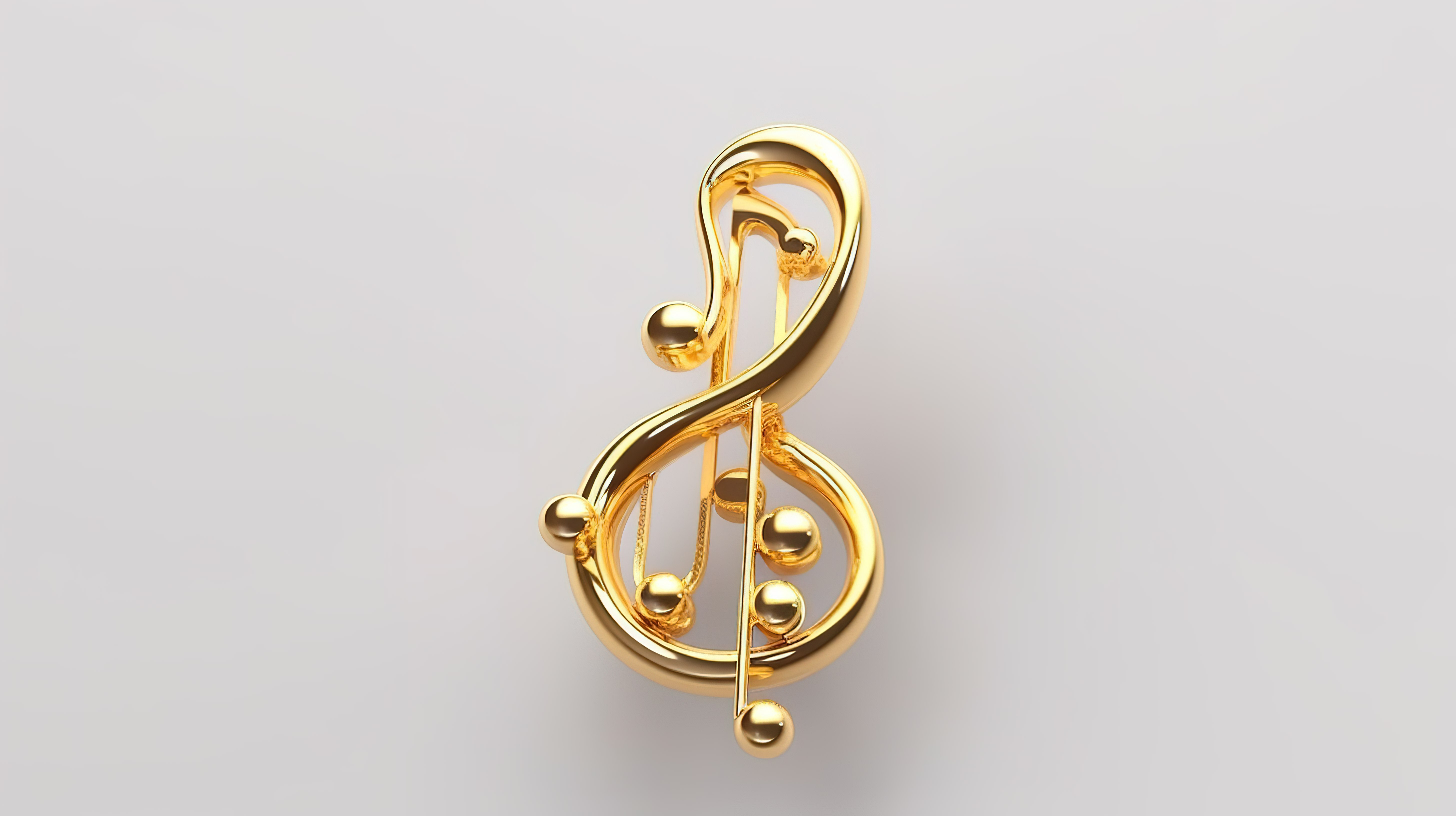 正宗 3D 金色音乐符号装饰元素高音谱号和白色背景上的音符图片