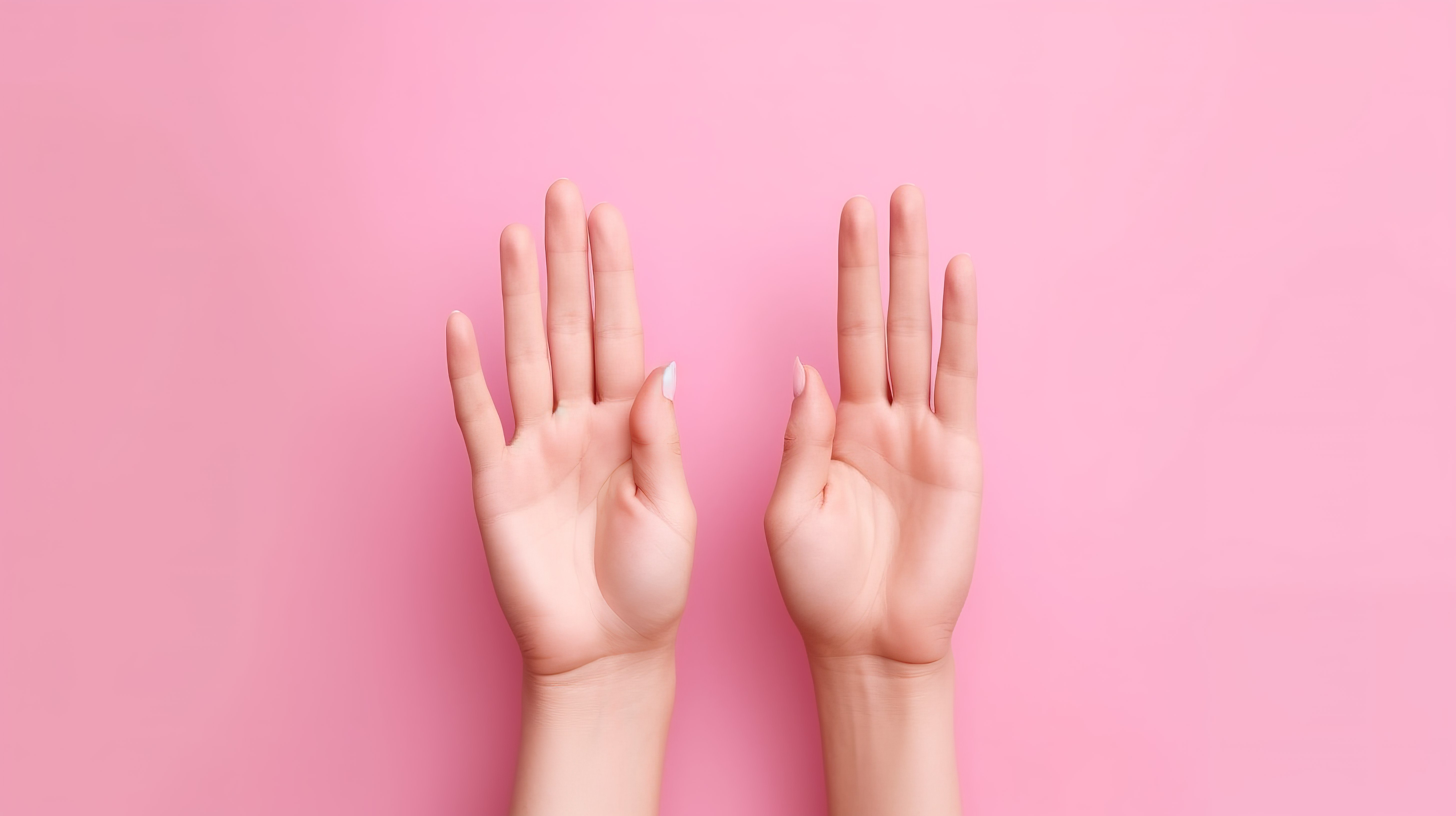 在 3d 粉红色背景上逐步指导可爱的手势图片