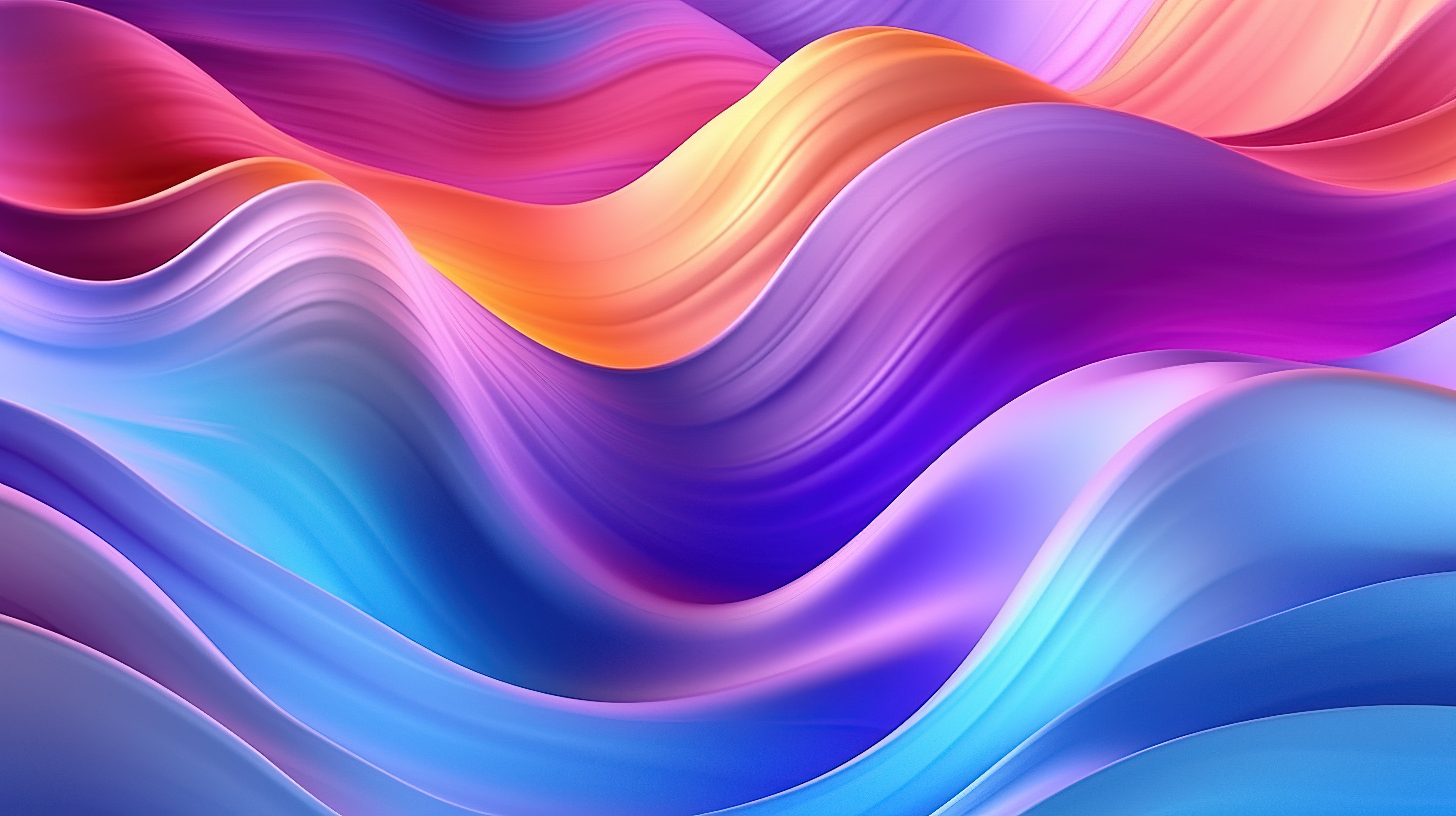 3D 渲染中色彩鲜艳的波浪，在辐射背景平面上具有紫蓝色和青色的渐变图片