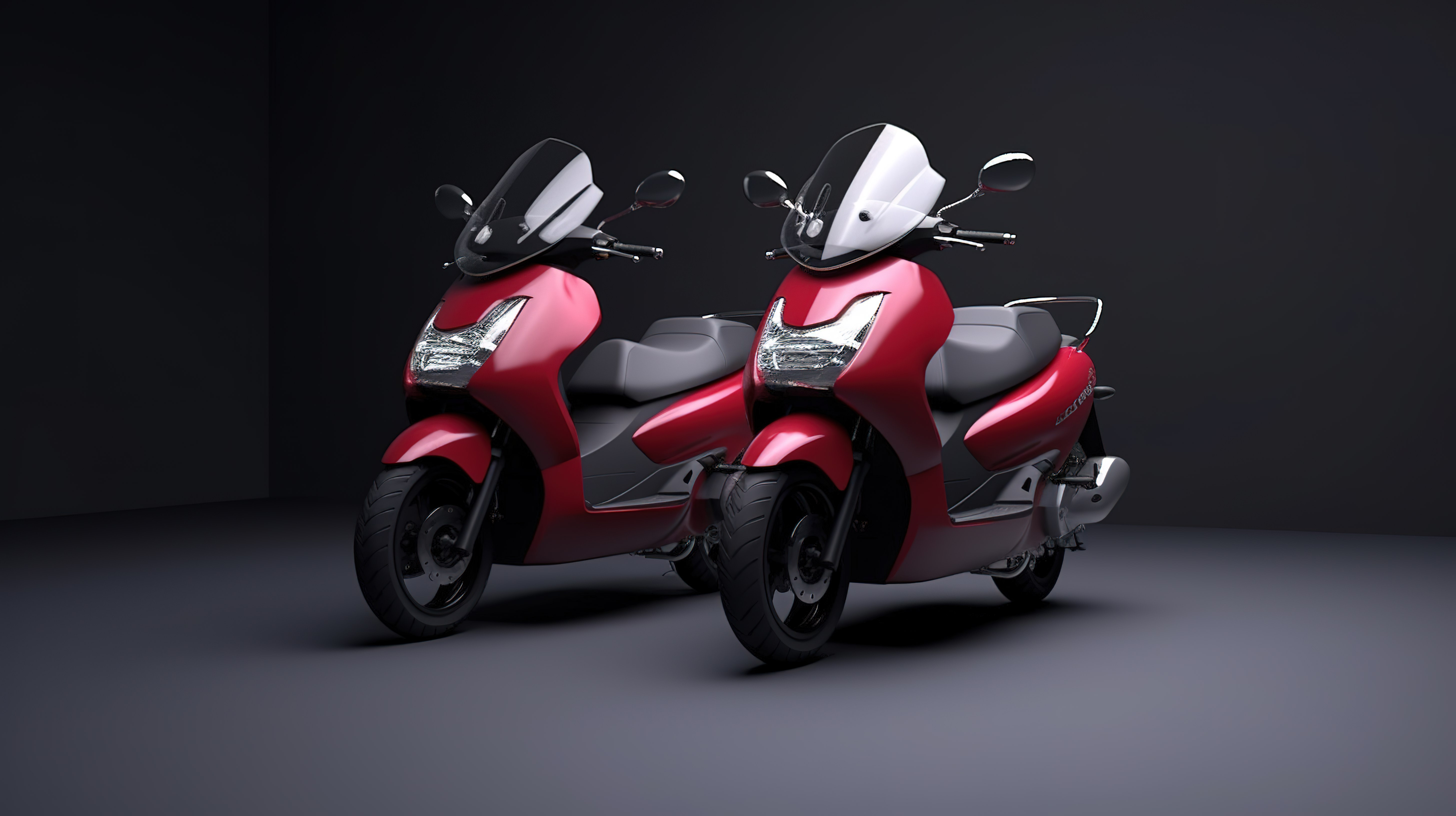 灰色背景下红色双座城市运动摩托车的 3d 插图图片