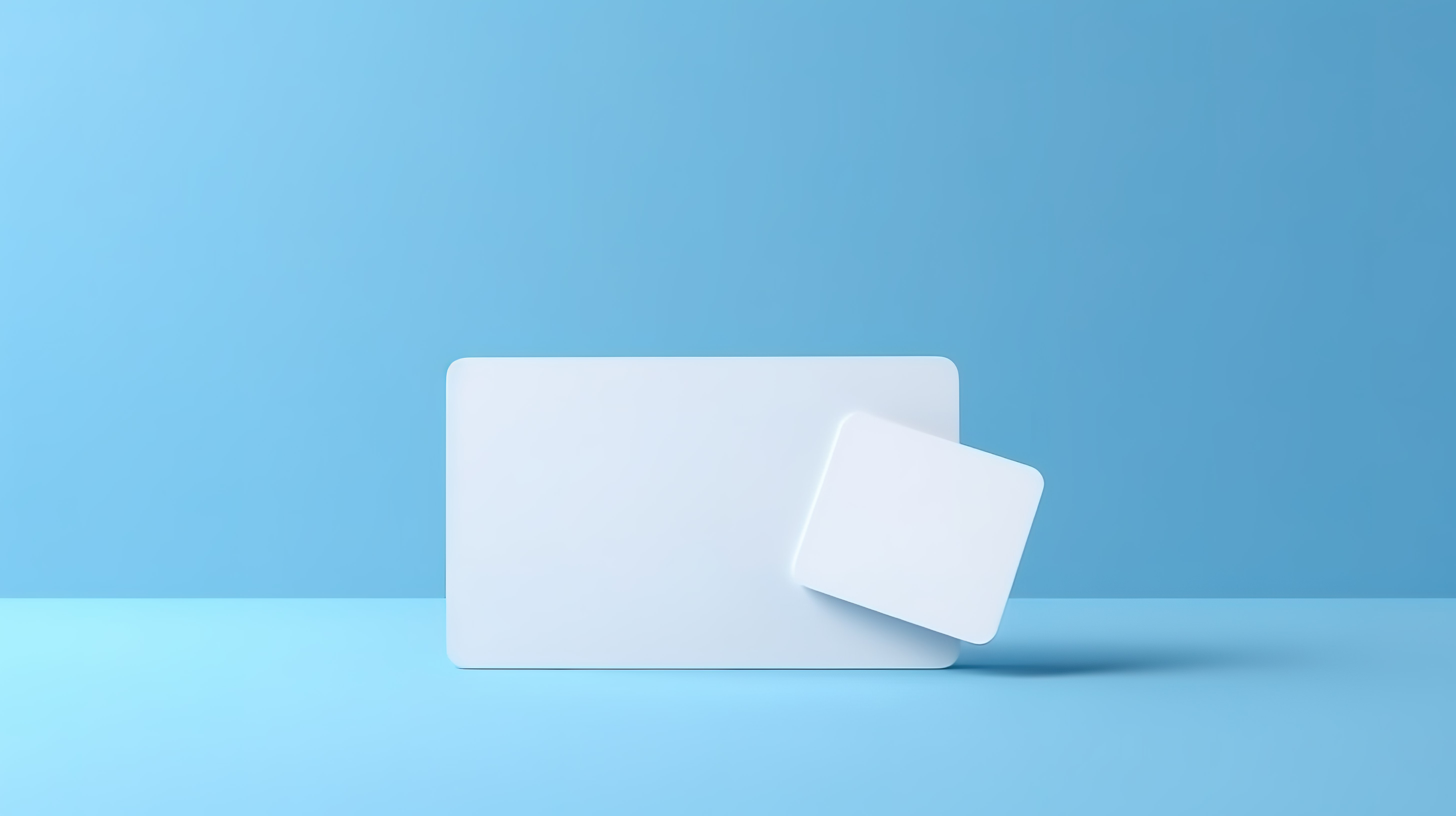 3d 在蓝色背景上渲染空的企业名称会员或礼品卡模型图片