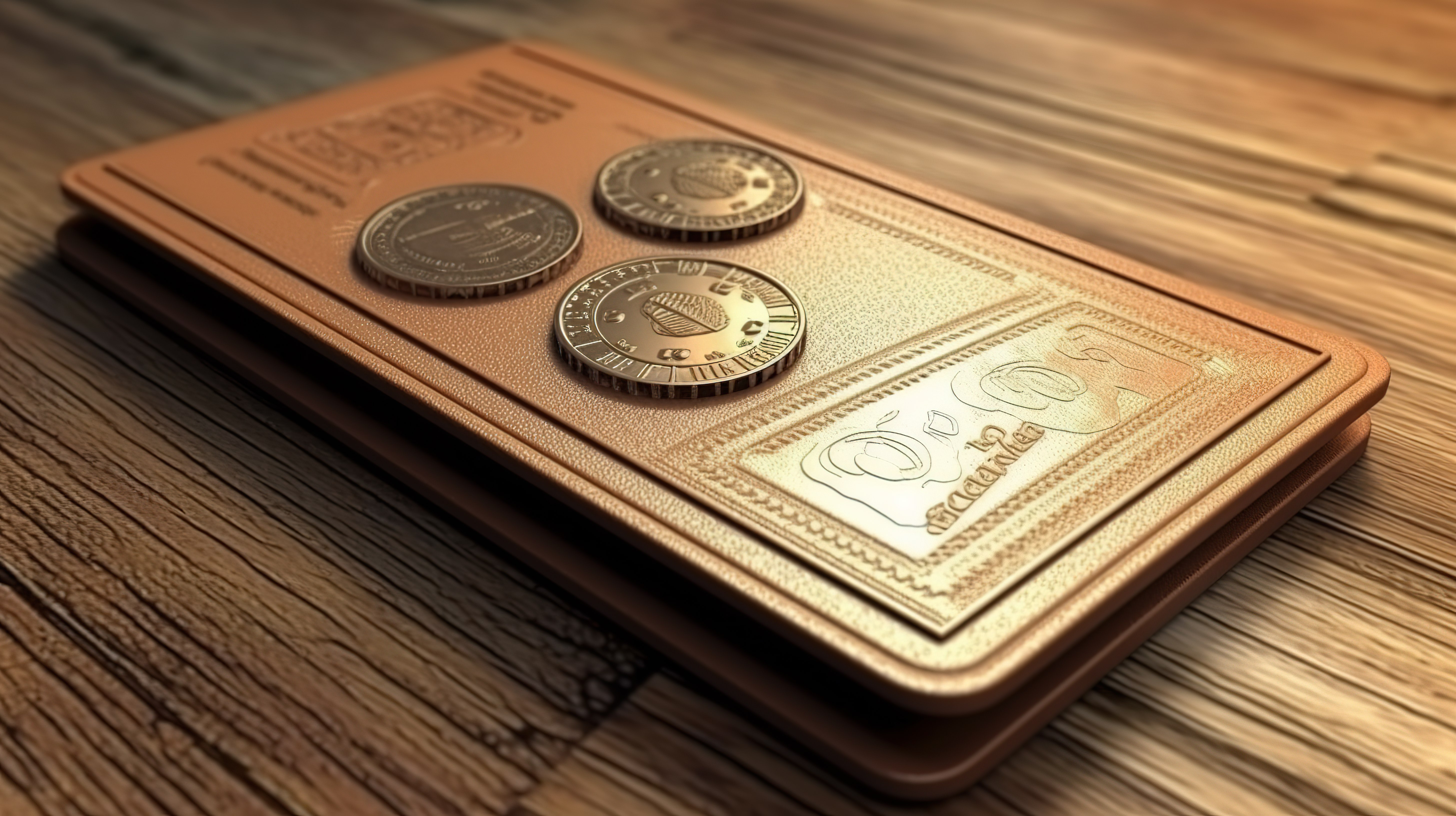 3D 渲染插图卡硬币和钱包在商业和经济中的好处图片