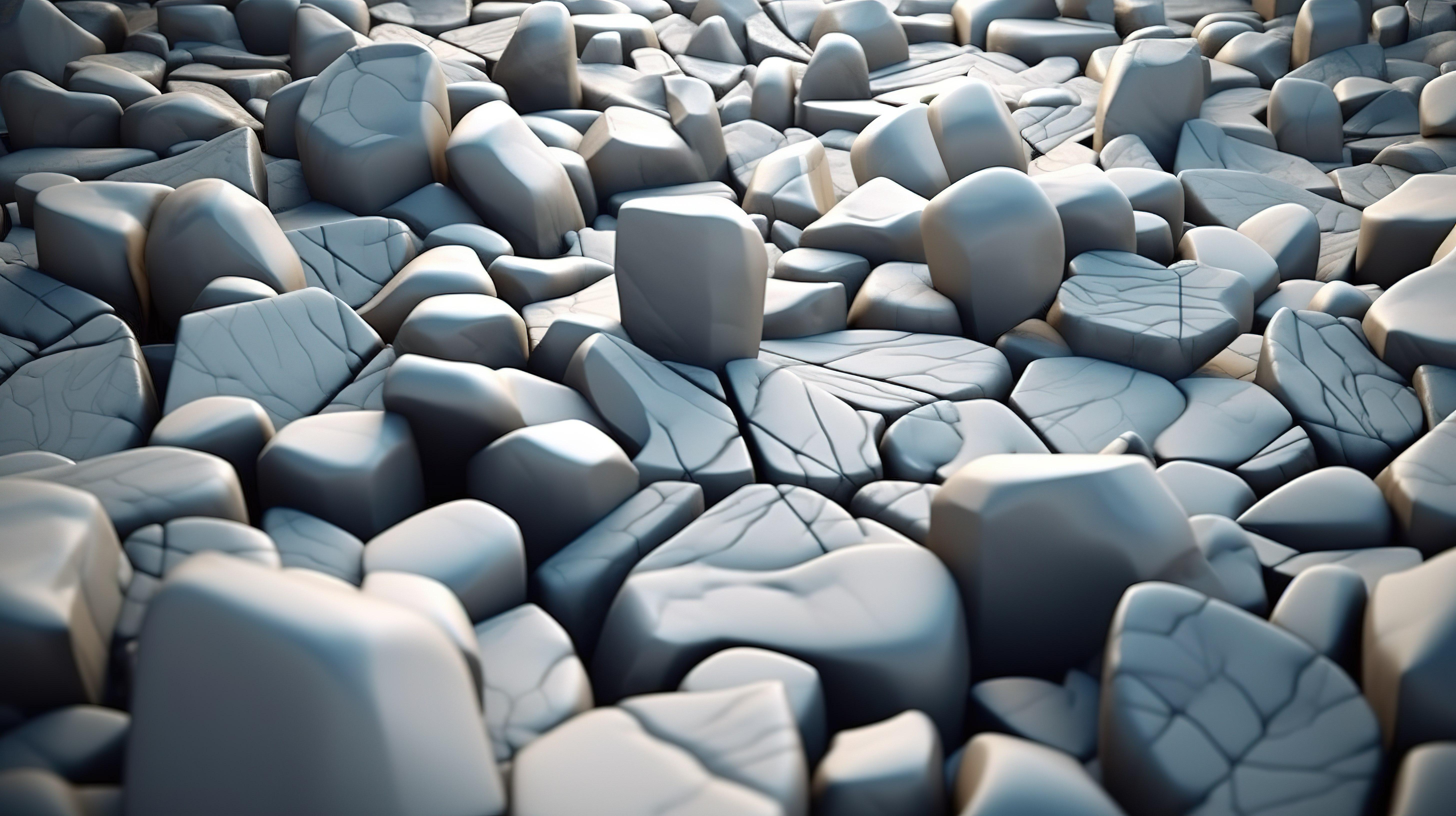 令人惊叹的 3D 渲染中不规则形状的混凝土石头图片