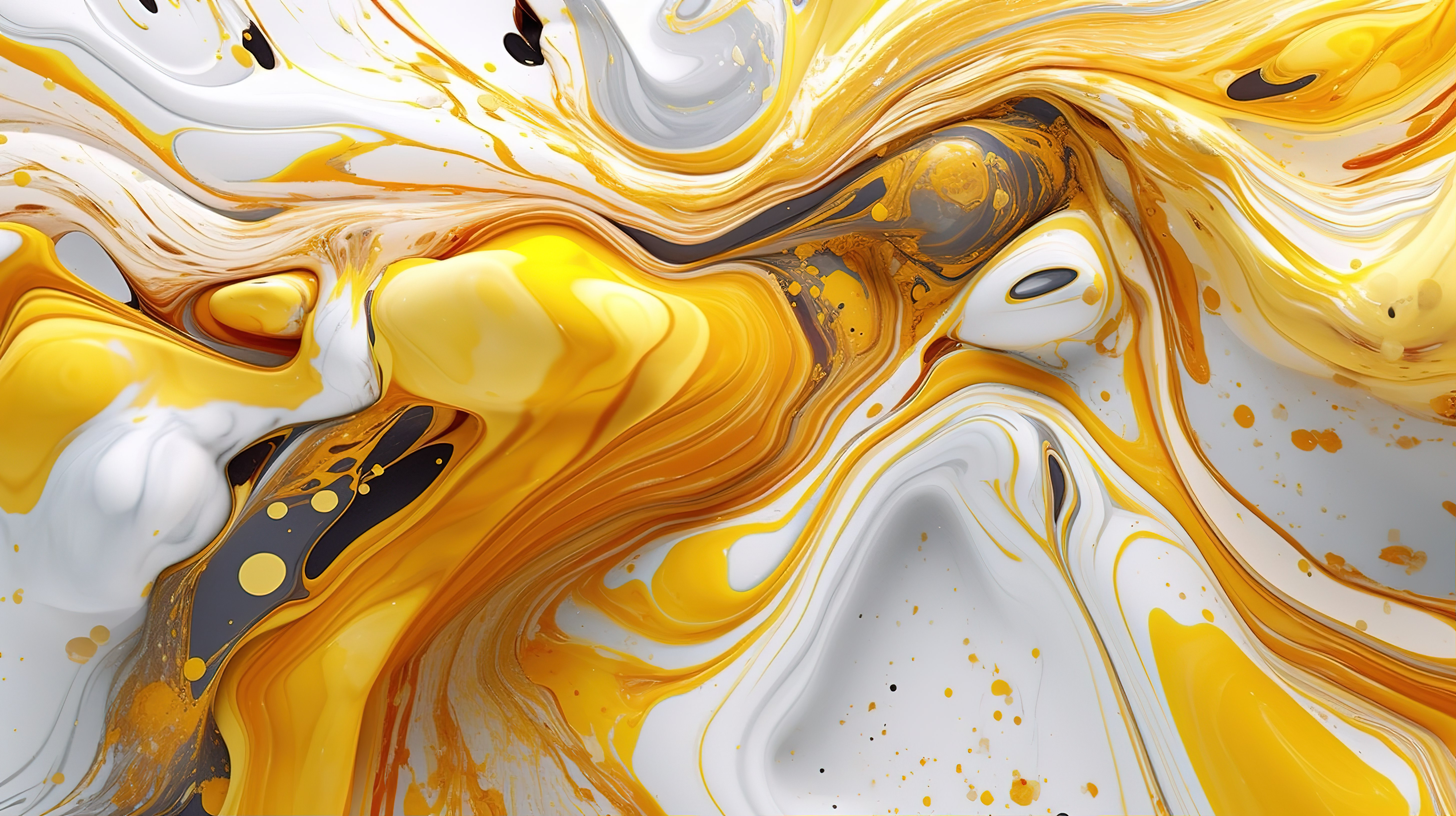 金色和白色图形液体大理石令人惊叹的现代艺术 3D 数字壁纸图片
